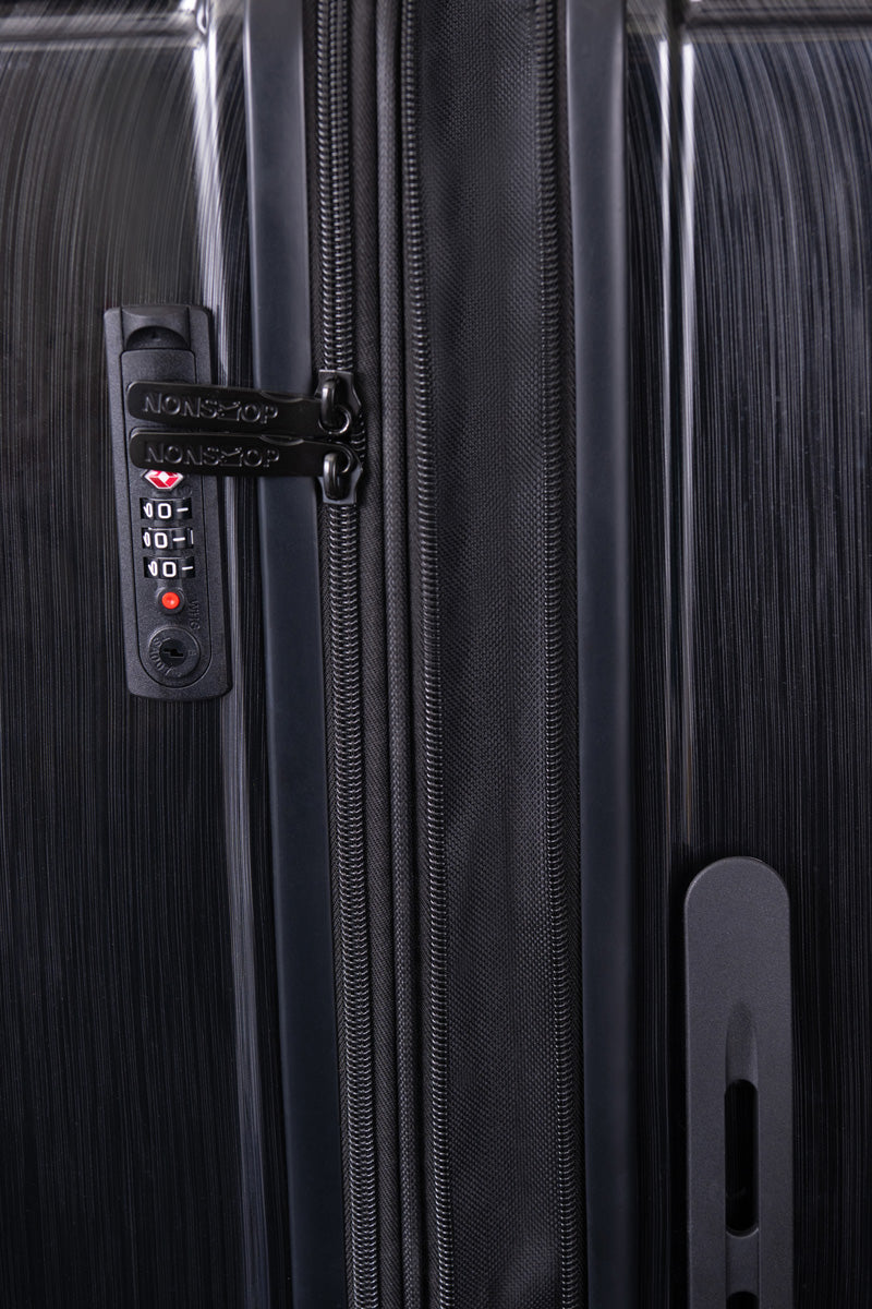 NONSTOP New York Elite Luggage Expandable Lightweight Spinner Wheels hard side shell Travel Suitcase Set, TSA Lock, Double USB Port, 3 packing cubes ( Black , 3-piece Set (20/24/28) ) Black 3 Piece Set 20 24 28 U1
