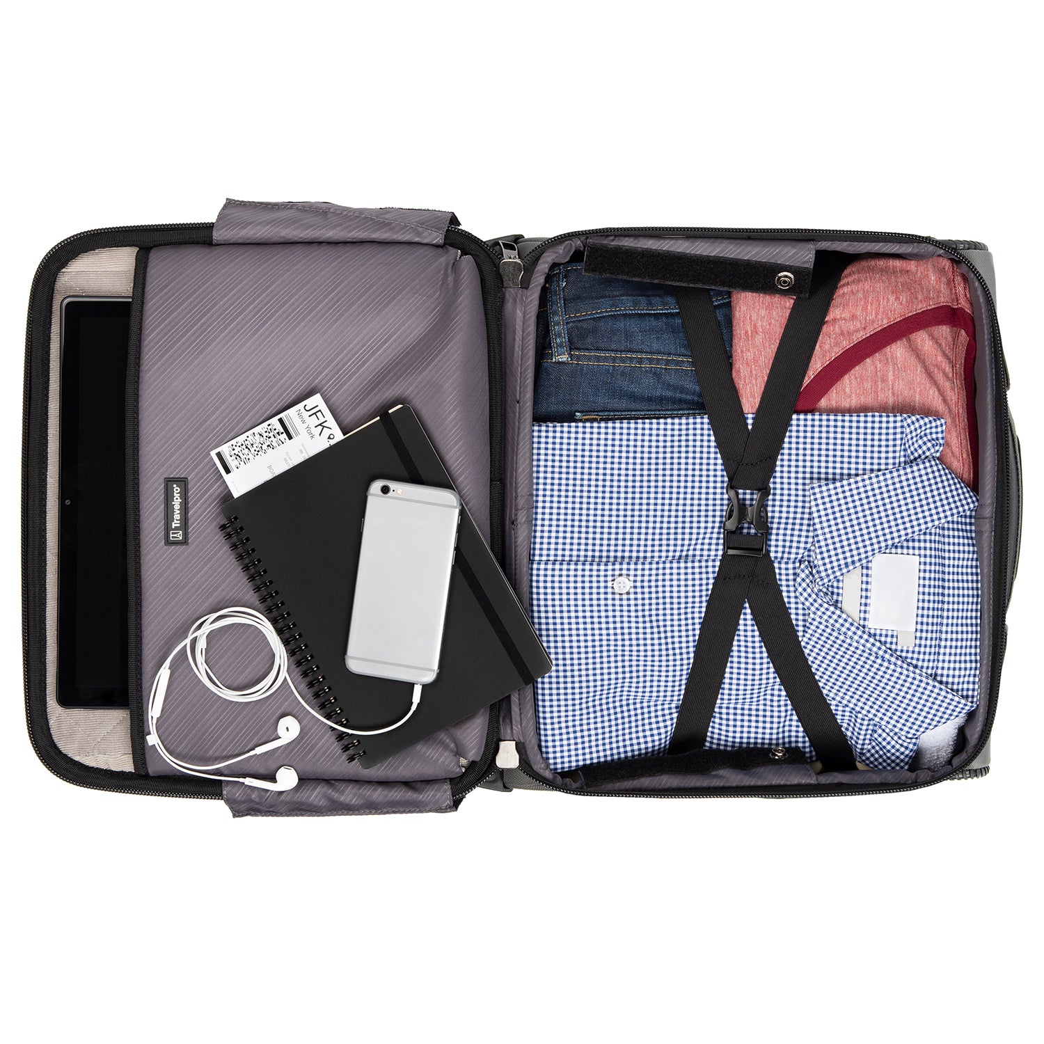 Travelpro Crew Versapack Carry-on 2 Wheel Upright Rolling Tote, 14-Inch Laptop or Tablet Pocket, Men and Women, Jet Black, 16.5-Inch ( Titanium Grey , One Size ) Titanium Grey One Size U1