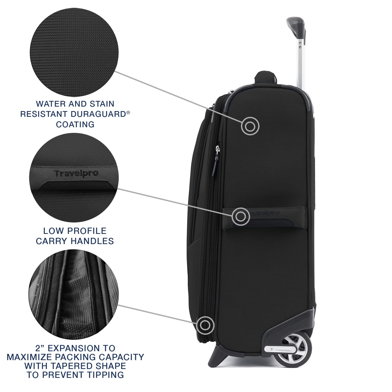 Travelpro Maxlite 5 Softside Expandable Upright 2 Wheel Luggage, Lightweight Suitcase, Men and Women Black Carry On 20 Inch U4