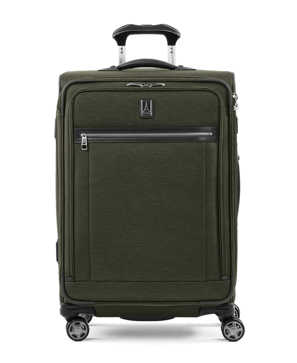 Travelpro Platinum Elite Softside Expandable Checked Luggage, 8 Wheel Spinner Suitcase, TSA Lock, Men and Women, Checked Medium 25-Inch ( Pilot Green , Checked-Medium 25-Inch ) Pilot Green Checked Medium 25 Inch U4