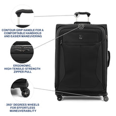 Travelpro Tourlite Softside 29" Expandable Luggage with 4 Spinner Wheels, Lightweight Suitcase, Checked Large ( Black , Checked-Large 29-Inch ) Black Checked Large 29 Inch U16