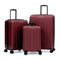 NONSTOP NEW YORK Luggage Expandable Spinner Wheels hard side shell Travel Suitcase Lightweight, TSA Lock, Double USB Port  ( Burgundy , 3-Piece Set (20/24/28) ) Burgundy 3 Piece Set 20 24 28 U35