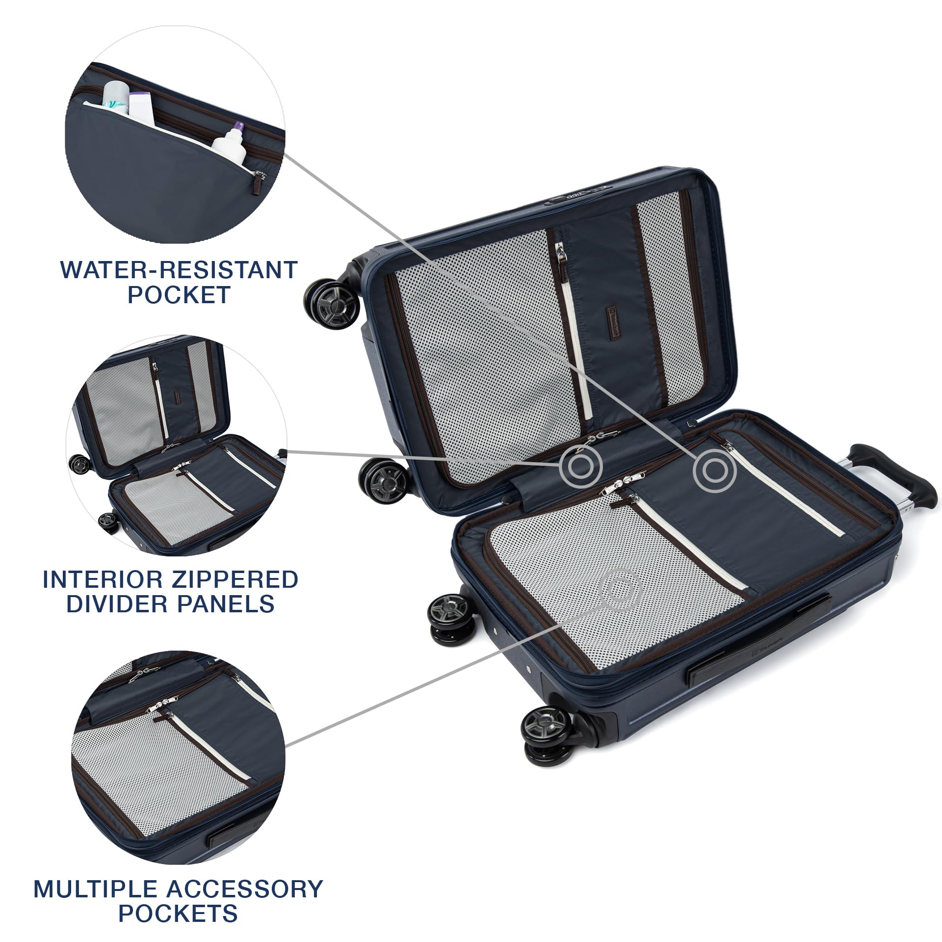 Travelpro Platinum Elite Hardside Expandable Spinner Wheel Luggage TSA Lock Hard Shell Polycarbonate Suitcase ( True Navy Blue , Carry-on 21-Inch ) True Navy Blue Carry On 21 Inch U3
