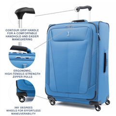Travelpro Maxlite 5 Softside Expandable Luggage with 4 Spinner Wheels, Lightweight Suitcase, Men and Women Azure Blue Checked Large 29 Inch U1