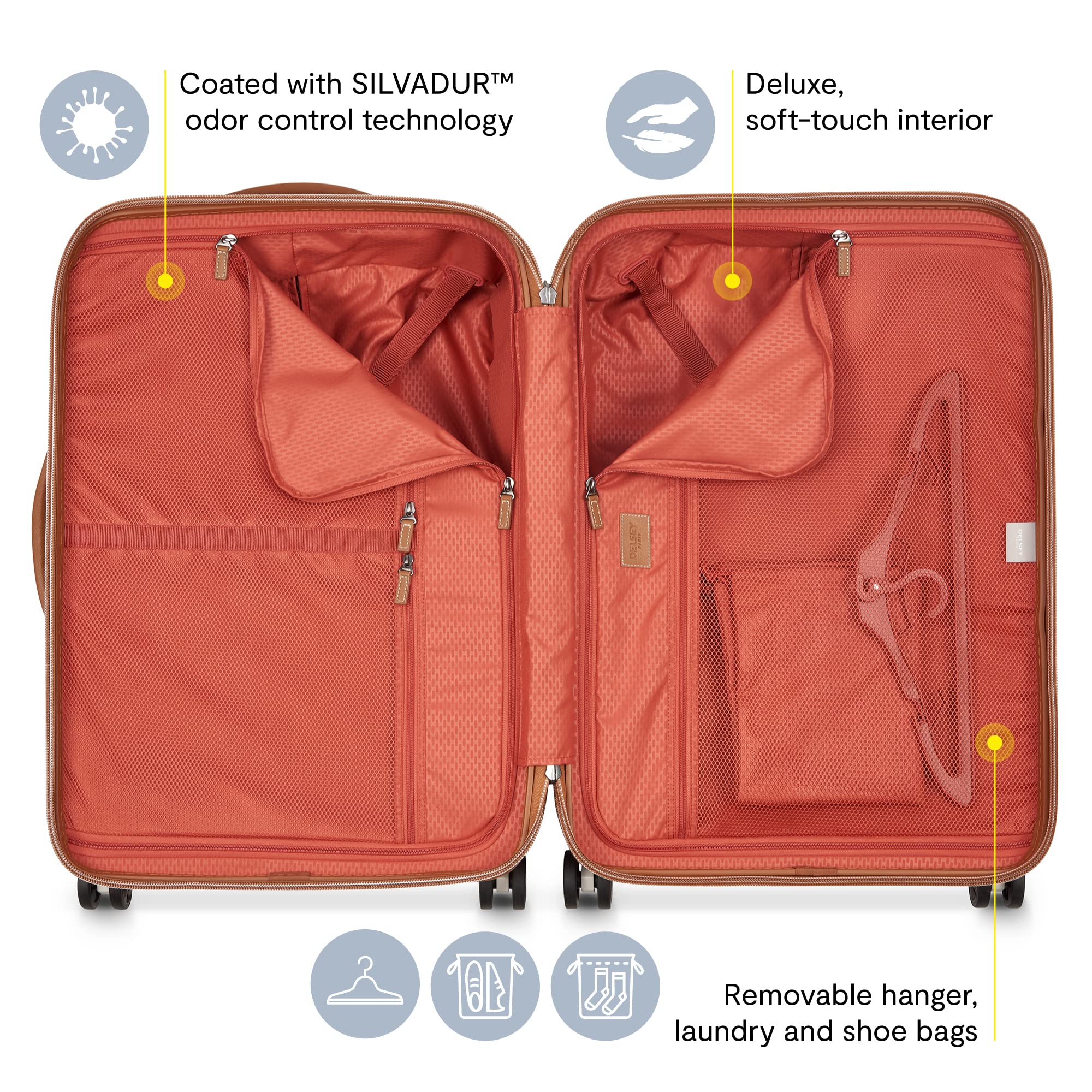 DELSEY Paris Chatelet Air 2.0 Hardside Luggage with Spinner Wheels ( Chocolate Brown , Checked-Medium 24 Inch ) Chocolate Brown Checked Medium 24 Inch U6