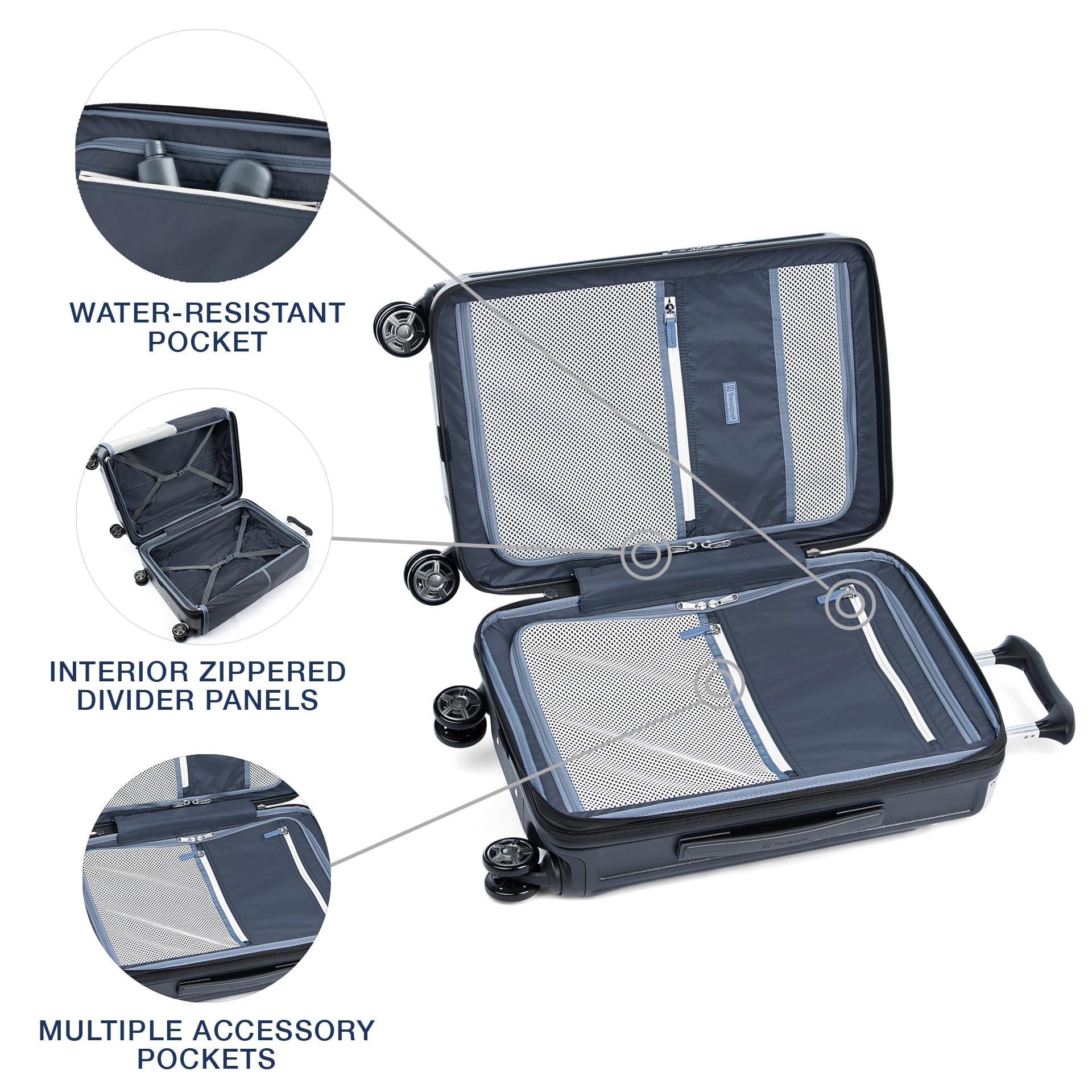 Travelpro Platinum Elite Hardside Expandable Spinner Wheel Luggage TSA Lock Hard Shell Polycarbonate Suitcase ( Shadow Black , Checked- Medium 25-Inch ) Shadow Black Checked Medium 25 Inch U2