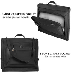 WallyBags Solutions Premium Garment Bag with shoulder strap and multiple pockets ( Black , 45-Inch ) Black 45 Inch U3