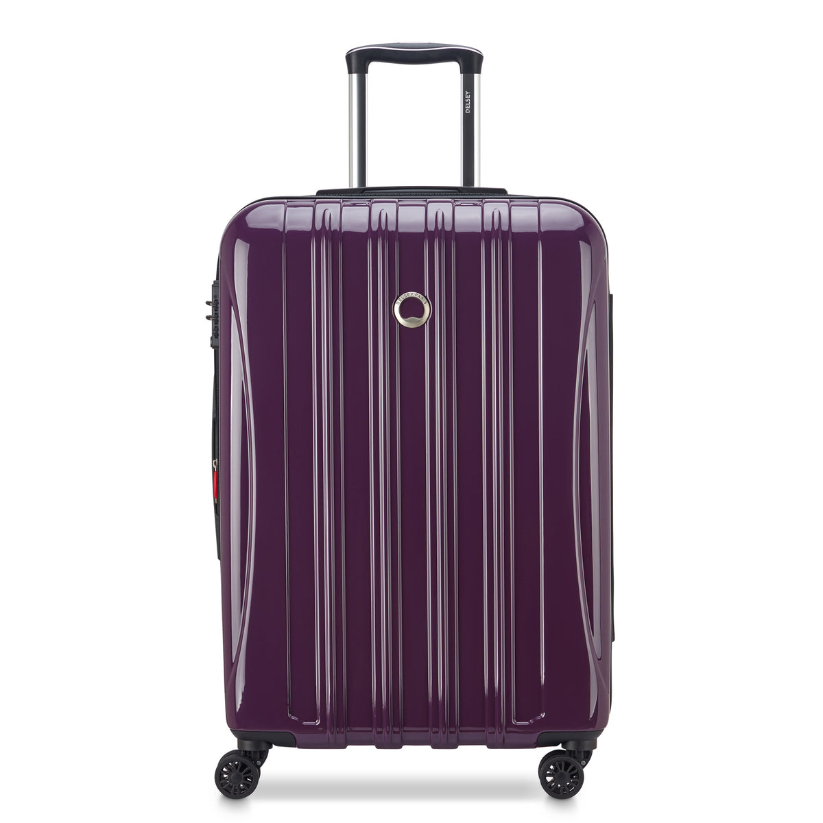 DELSEY Paris Helium Aero Hardside Expandable Luggage with Spinner Wheels ( Plum , Checked-Medium 25 Inch ) Plum Checked Medium 25 Inch U6