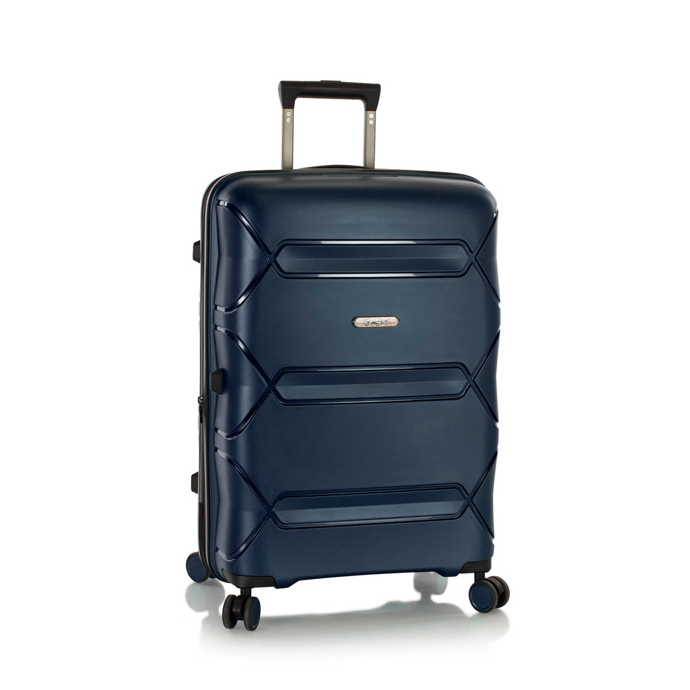 Heys Milos Durable and lightweight luggage, made with Duraflex impact-resistant material, TSA Combination Lock, Dual Spinner Wheels, and Expandable ( Navy , 26-Inch Checked-Medium ) Navy 26 Inch Checked Medium U2