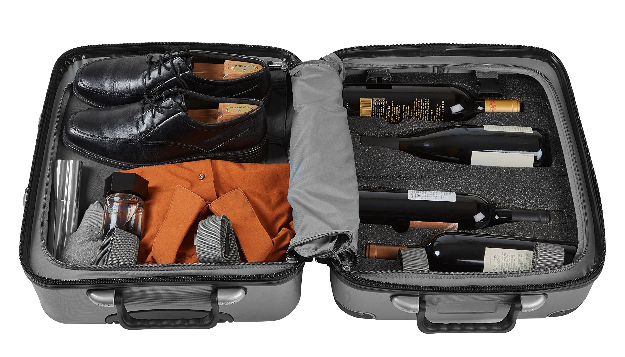 VinGardeValise Petite | Wine Travel Suitcase | All-purpose Luggage | ( Small Size 22.5") 8 Bottles Grey One Size U1