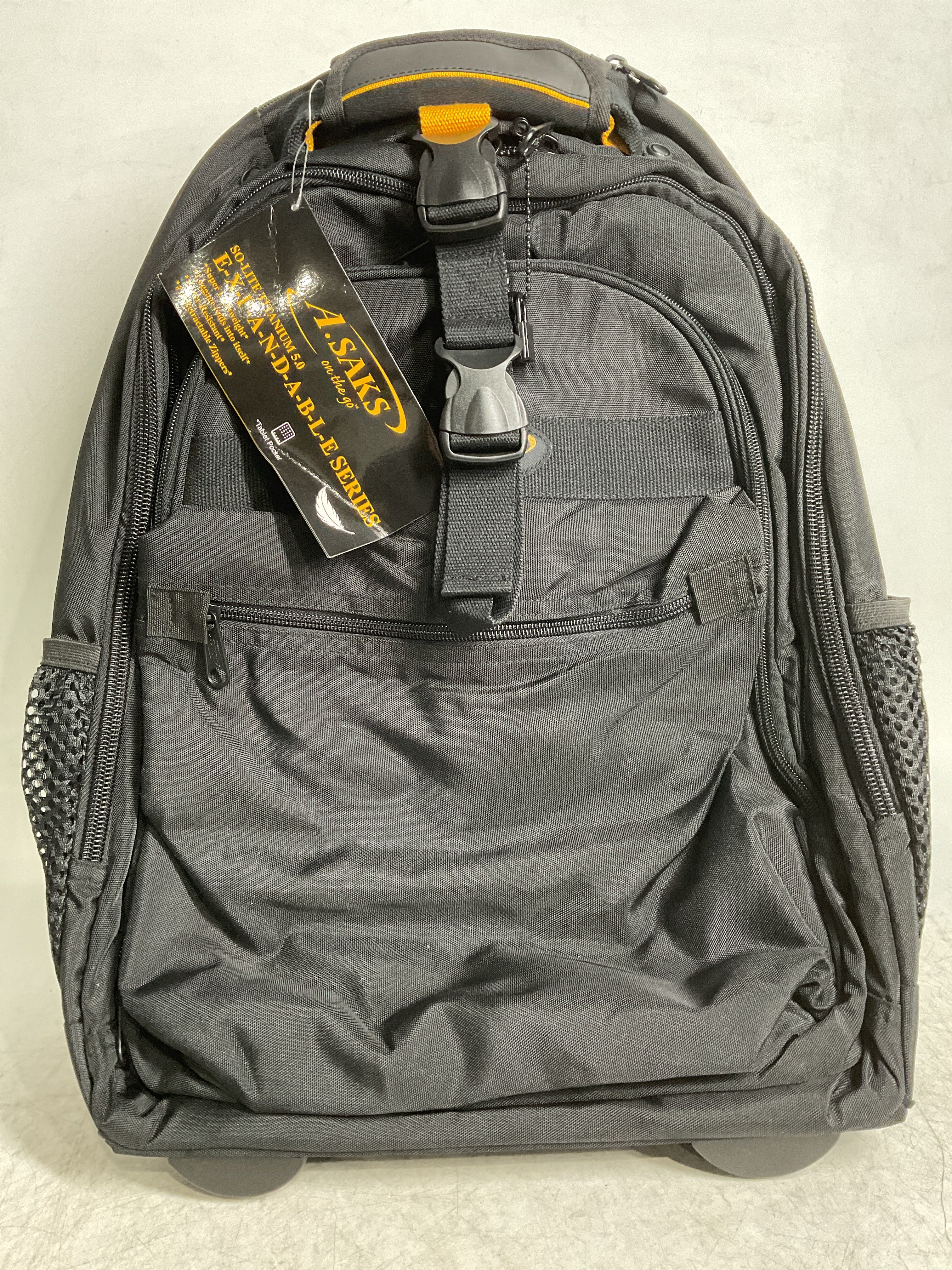 A.Saks EXPANDABLE Trolley Laptop Backpack ( Black , One Size ) Black One Size U2