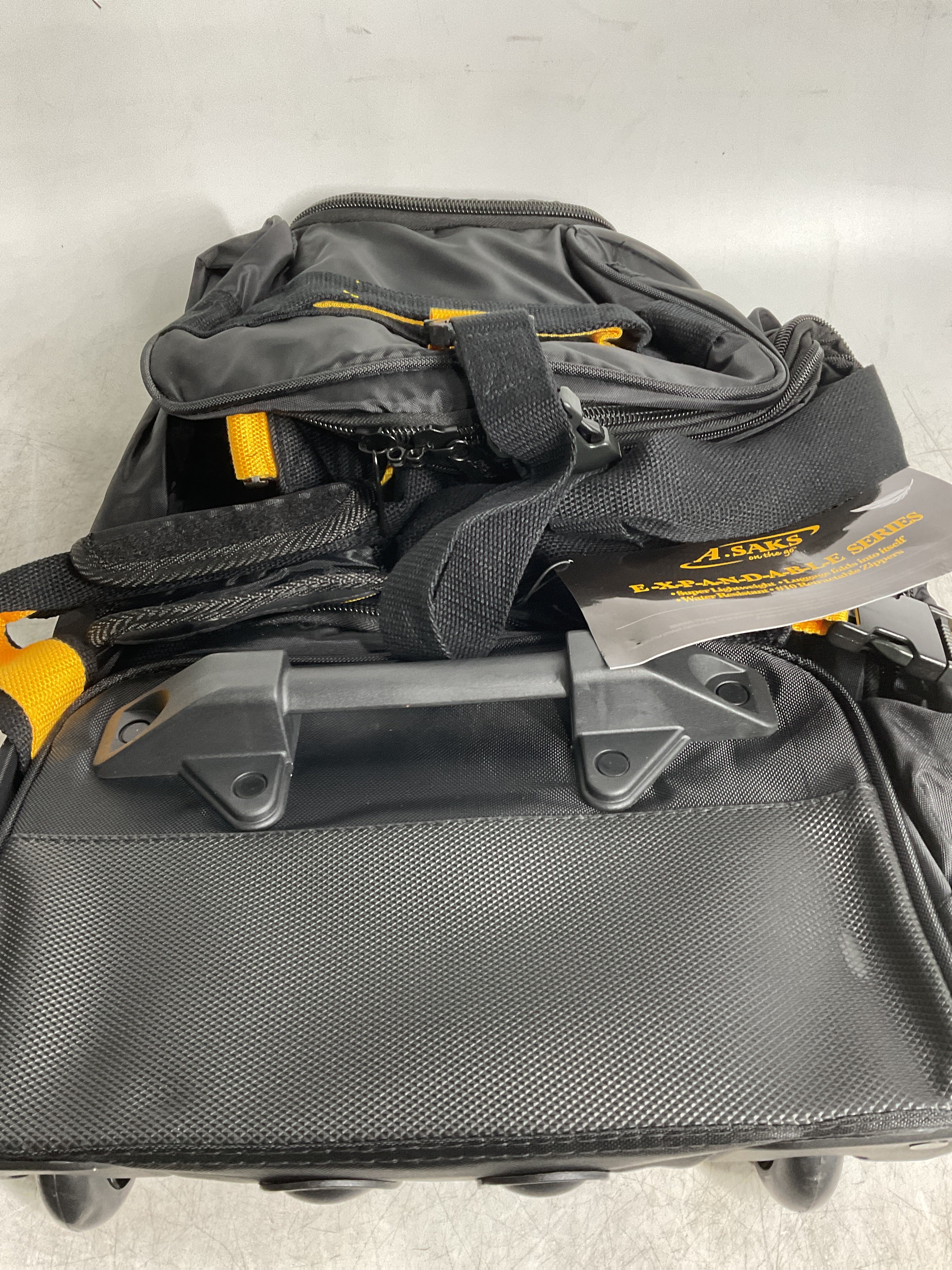 A.SAKS Luggage Lightweight Rolling Trolley Duffel with Wheels ( Black , One Size ) Black One Size U16