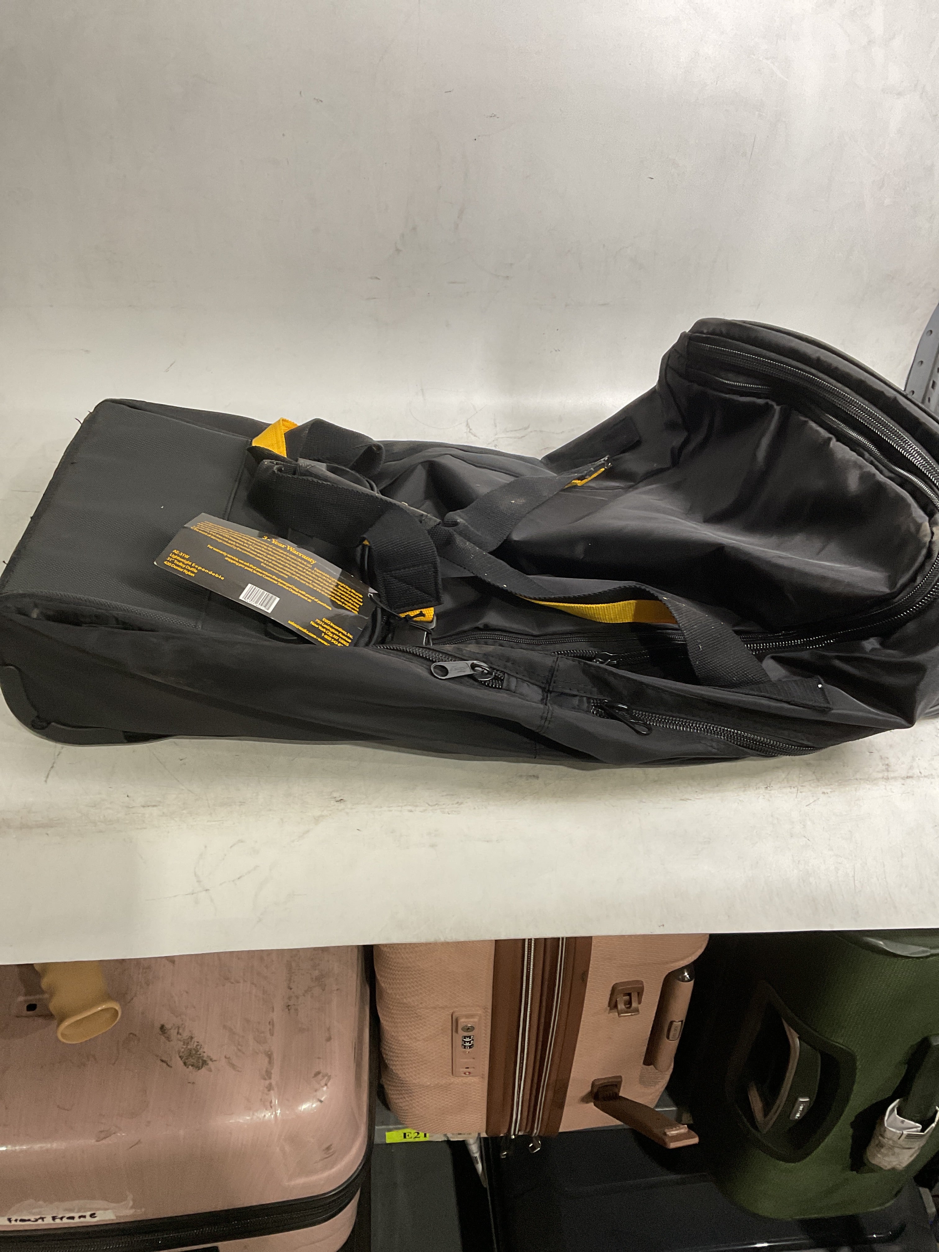 A.SAKS Luggage Lightweight Rolling Trolley Duffel with Wheels ( Black , One Size ) Black One Size U5