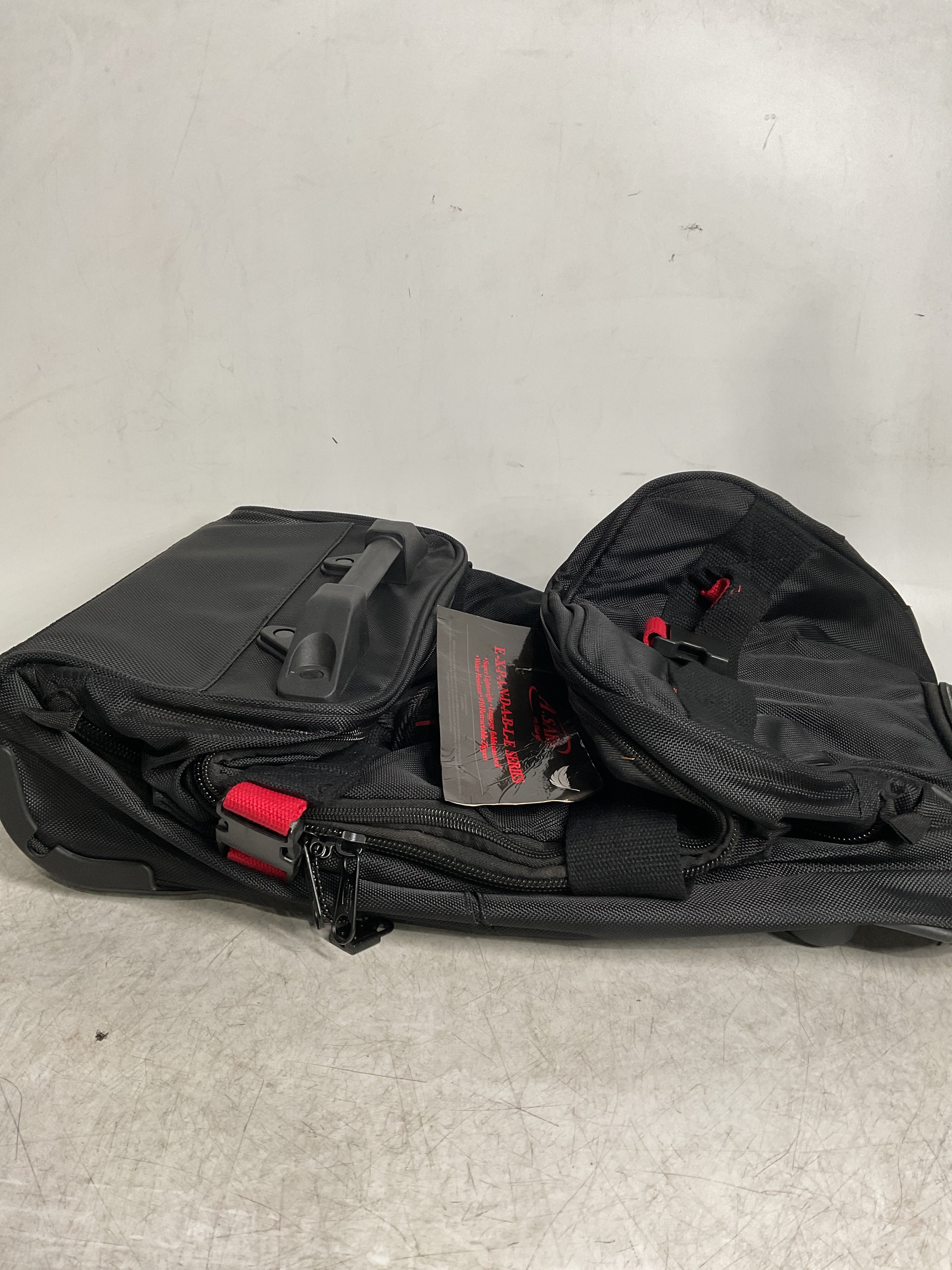 A.SAKS Luggage Lightweight Rolling Trolley Duffel with Wheels ( Black/Red , One Size ) Black/Red One Size U3
