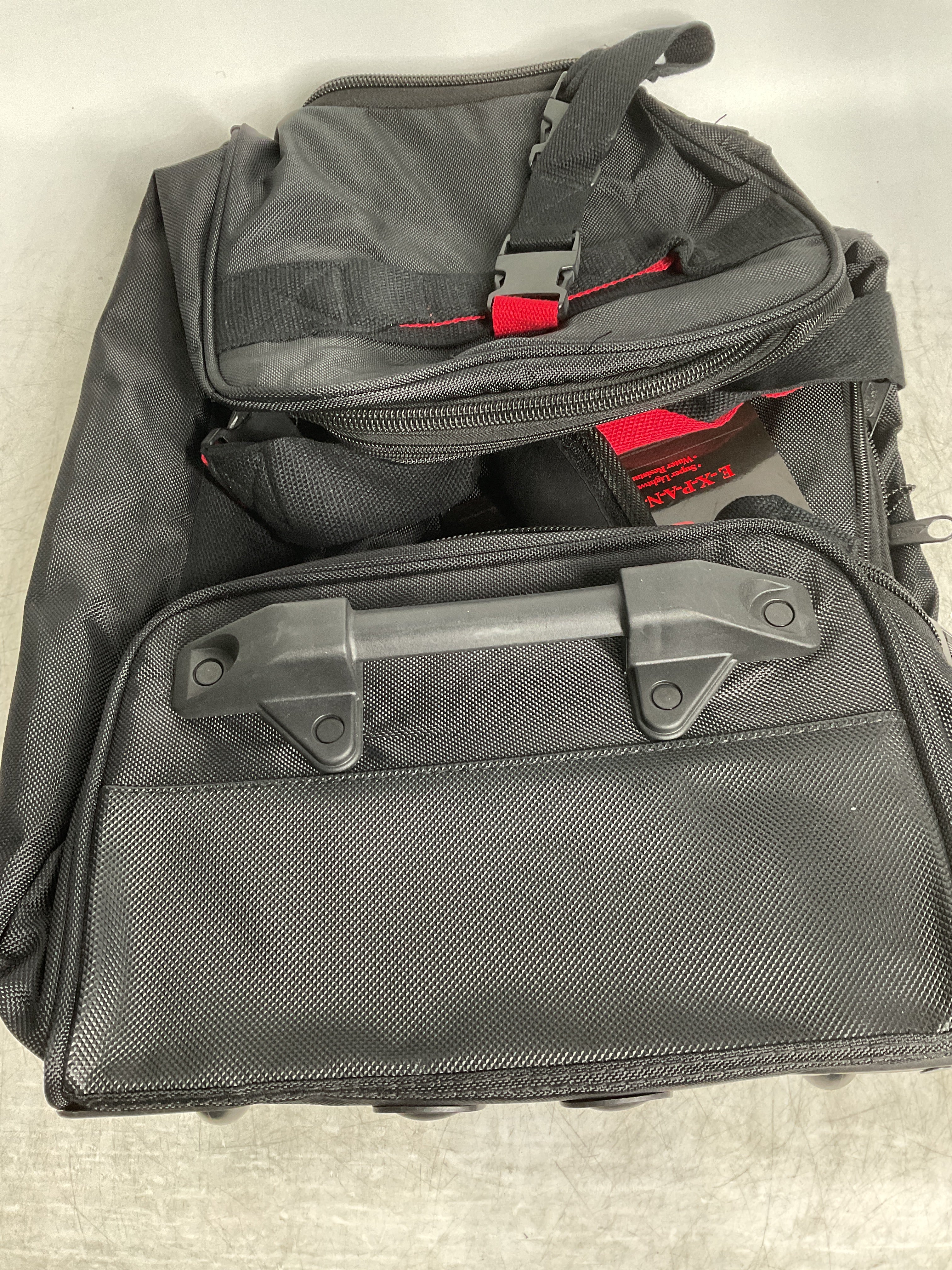 A.SAKS Luggage Lightweight Rolling Trolley Duffel with Wheels ( Black/Red , One Size ) Black/Red One Size U4