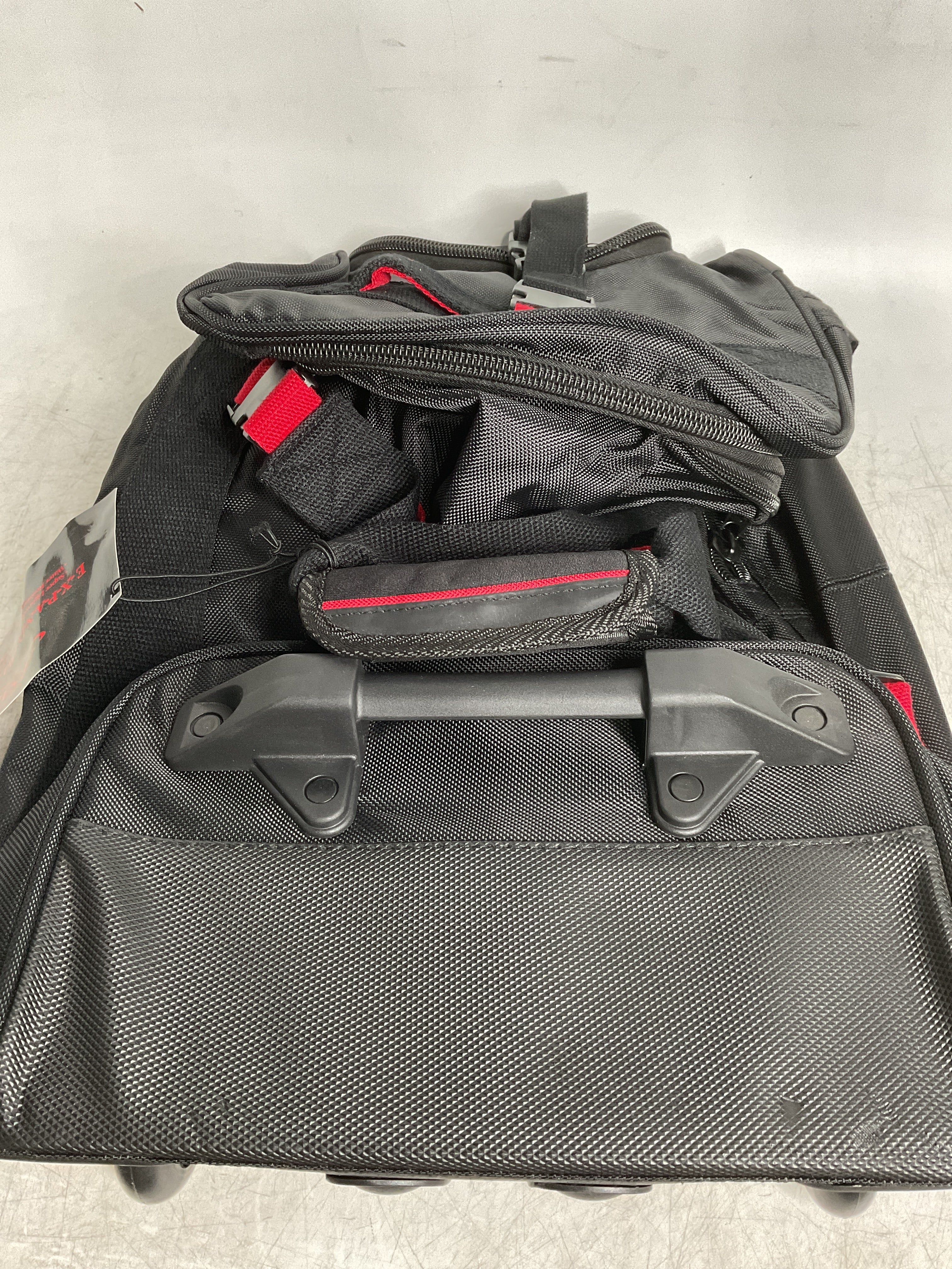 A.SAKS Luggage Lightweight Rolling Trolley Duffel with Wheels ( Black/Red , One Size ) Black/Red One Size U7