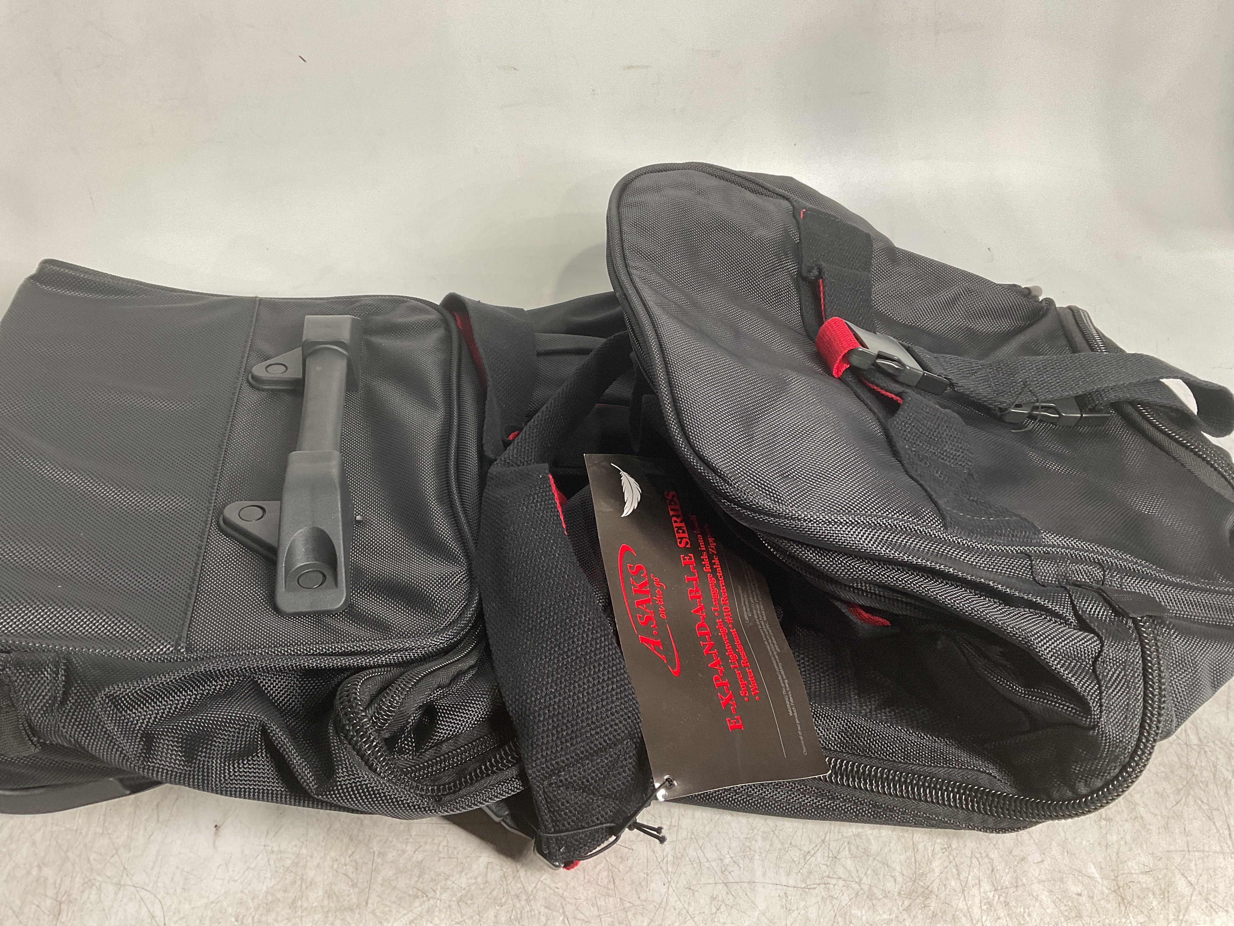 A.SAKS Luggage Lightweight Rolling Trolley Duffel with Wheels ( Black/Red , One Size ) Black/Red One Size U4