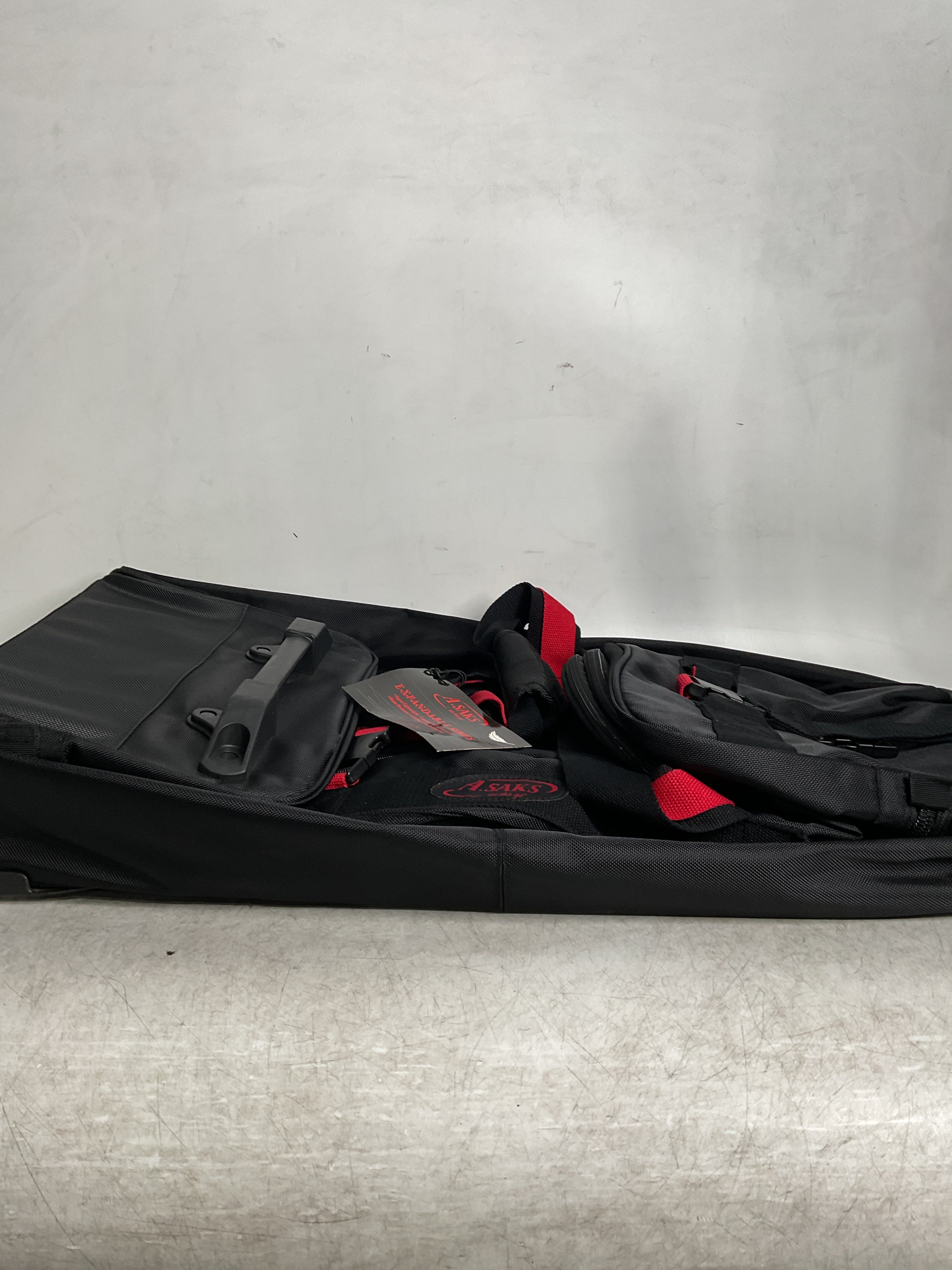 A.SAKS Luggage Lightweight Rolling Trolley Duffel with Wheels ( Black/Red , One Size ) Black/Red One Size U28