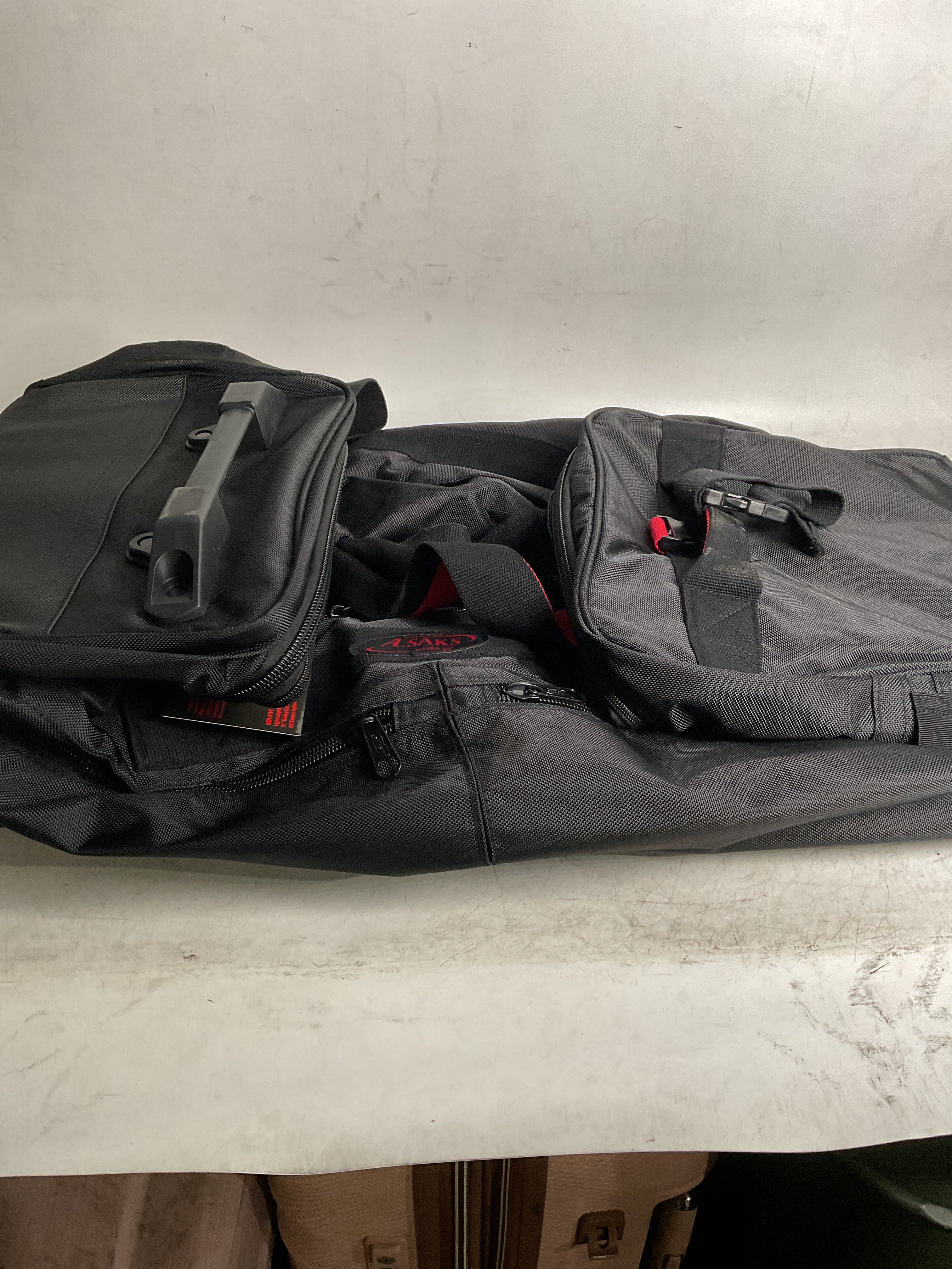 A.SAKS Luggage Lightweight Rolling Trolley Duffel with Wheels ( Black/Red , One Size ) Black/Red One Size U3