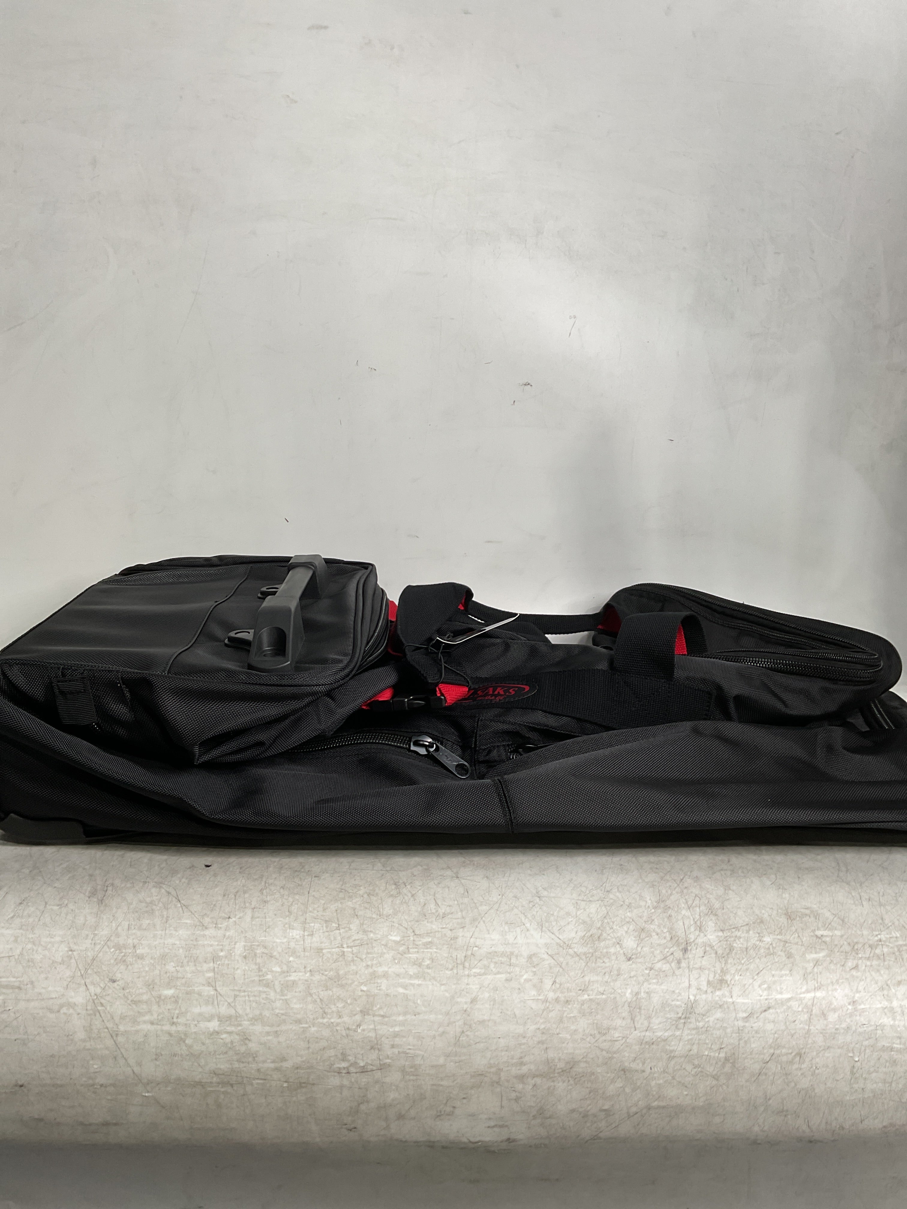A.SAKS Luggage Lightweight Rolling Trolley Duffel with Wheels ( Black/Red , One Size ) Black/Red One Size U33