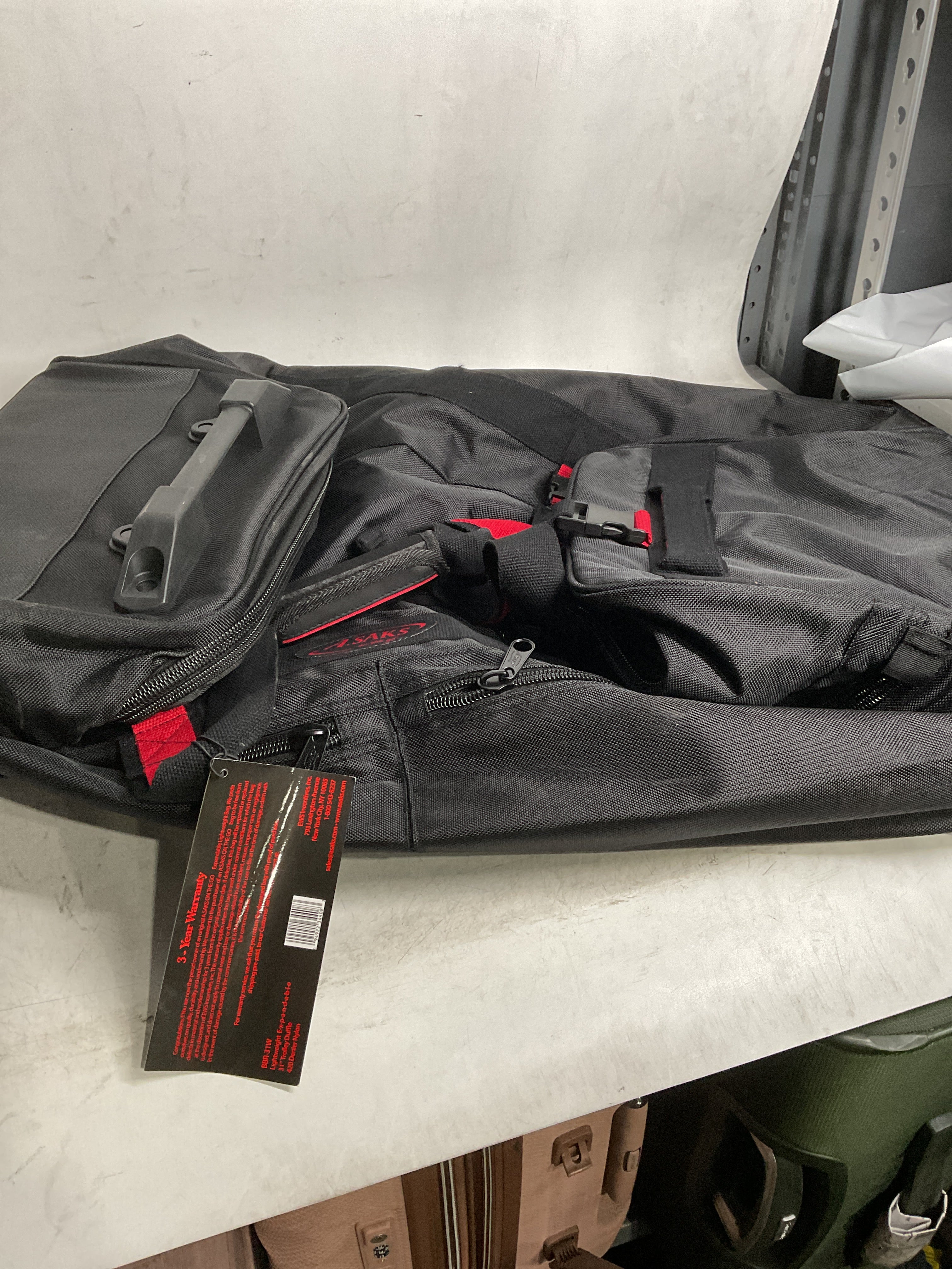 A.SAKS Luggage Lightweight Rolling Trolley Duffel with Wheels ( Black/Red , One Size ) Black/Red One Size U4