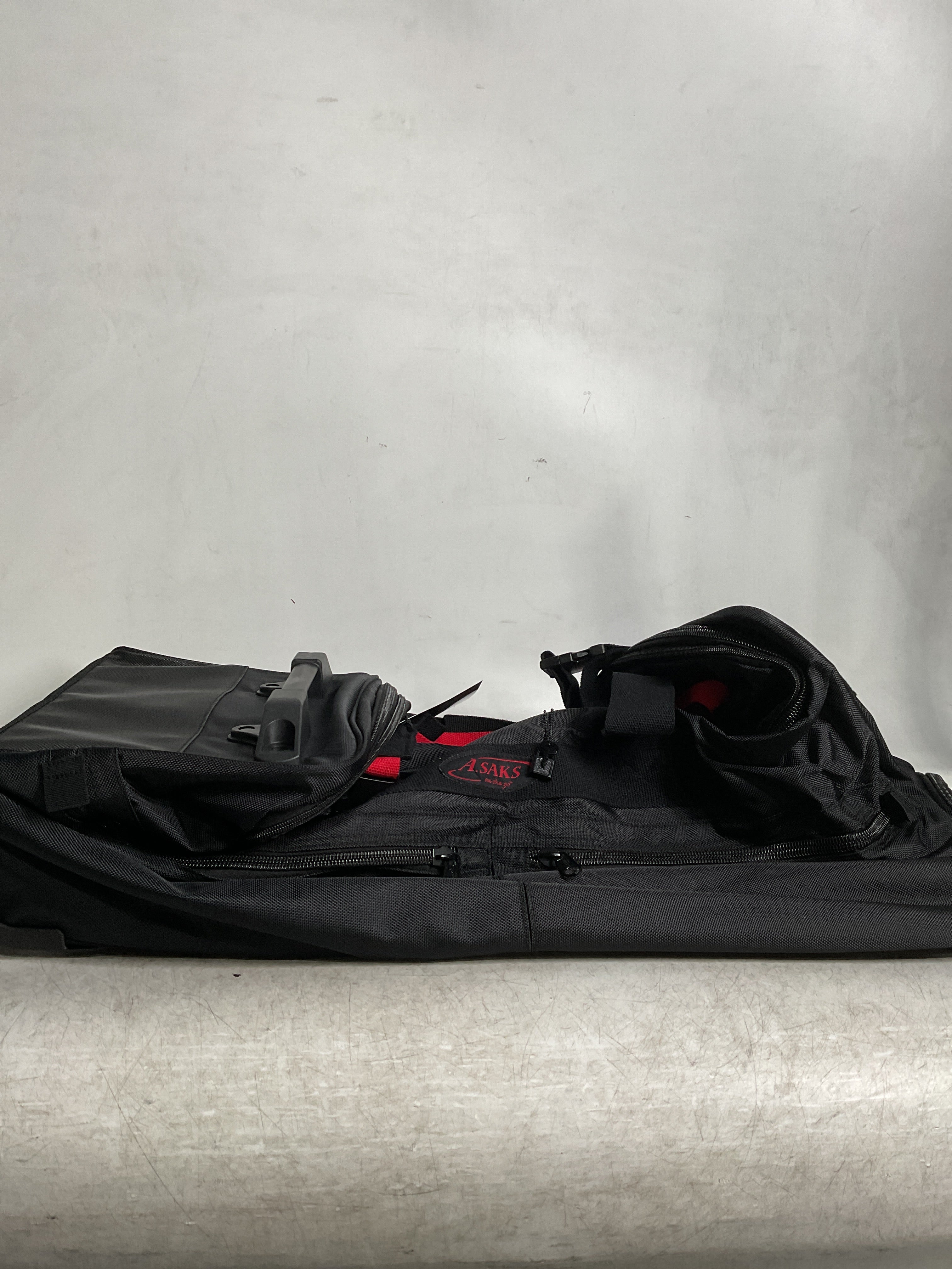 A.SAKS Luggage Lightweight Rolling Trolley Duffel with Wheels ( Black/Red , One Size ) Black/Red One Size U40