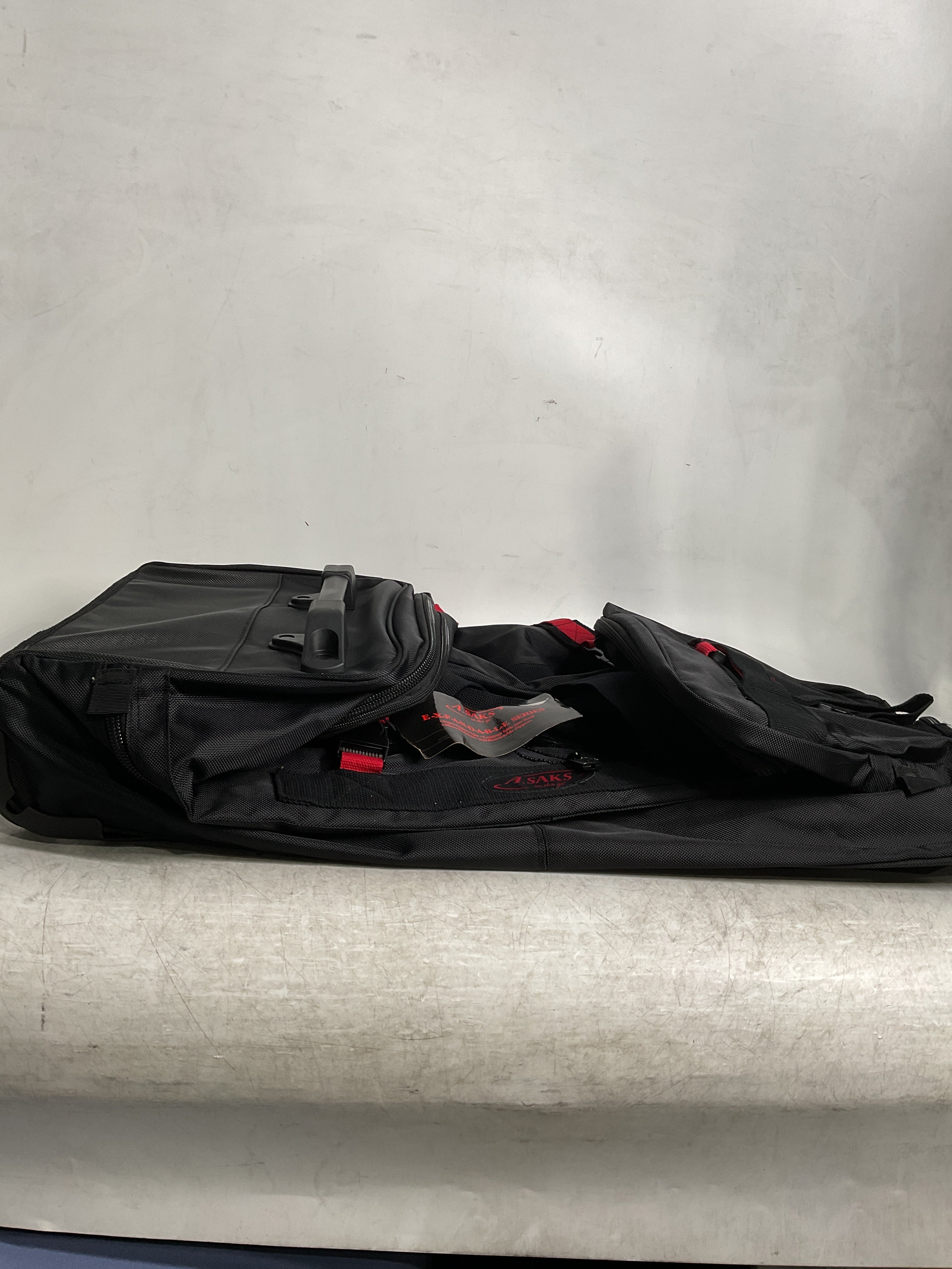 A.SAKS Luggage Lightweight Rolling Trolley Duffel with Wheels ( Black/Red , One Size ) Black/Red One Size U42