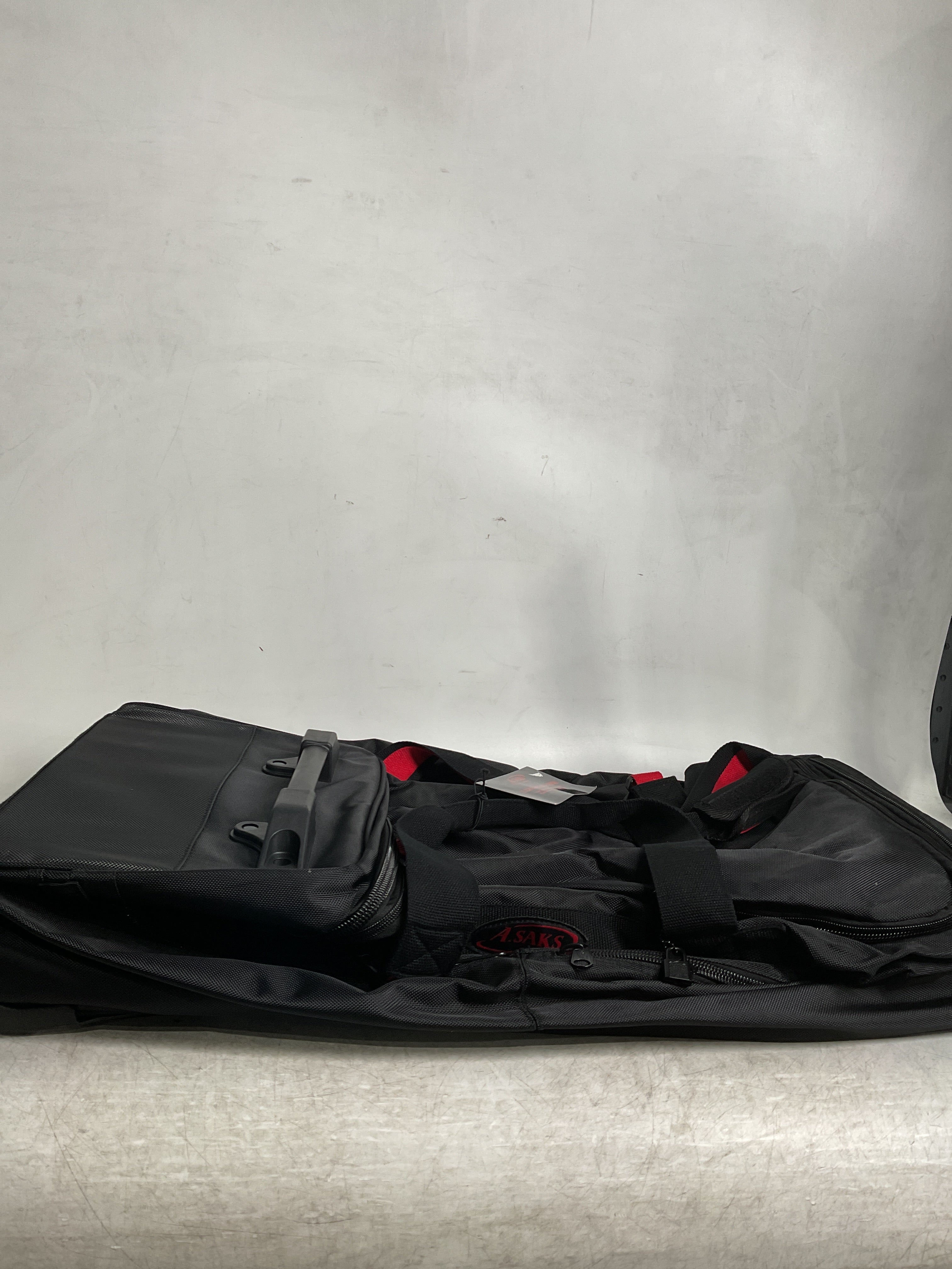 A.SAKS Luggage Lightweight Rolling Trolley Duffel with Wheels ( Black/Red , One Size ) Black/Red One Size U44