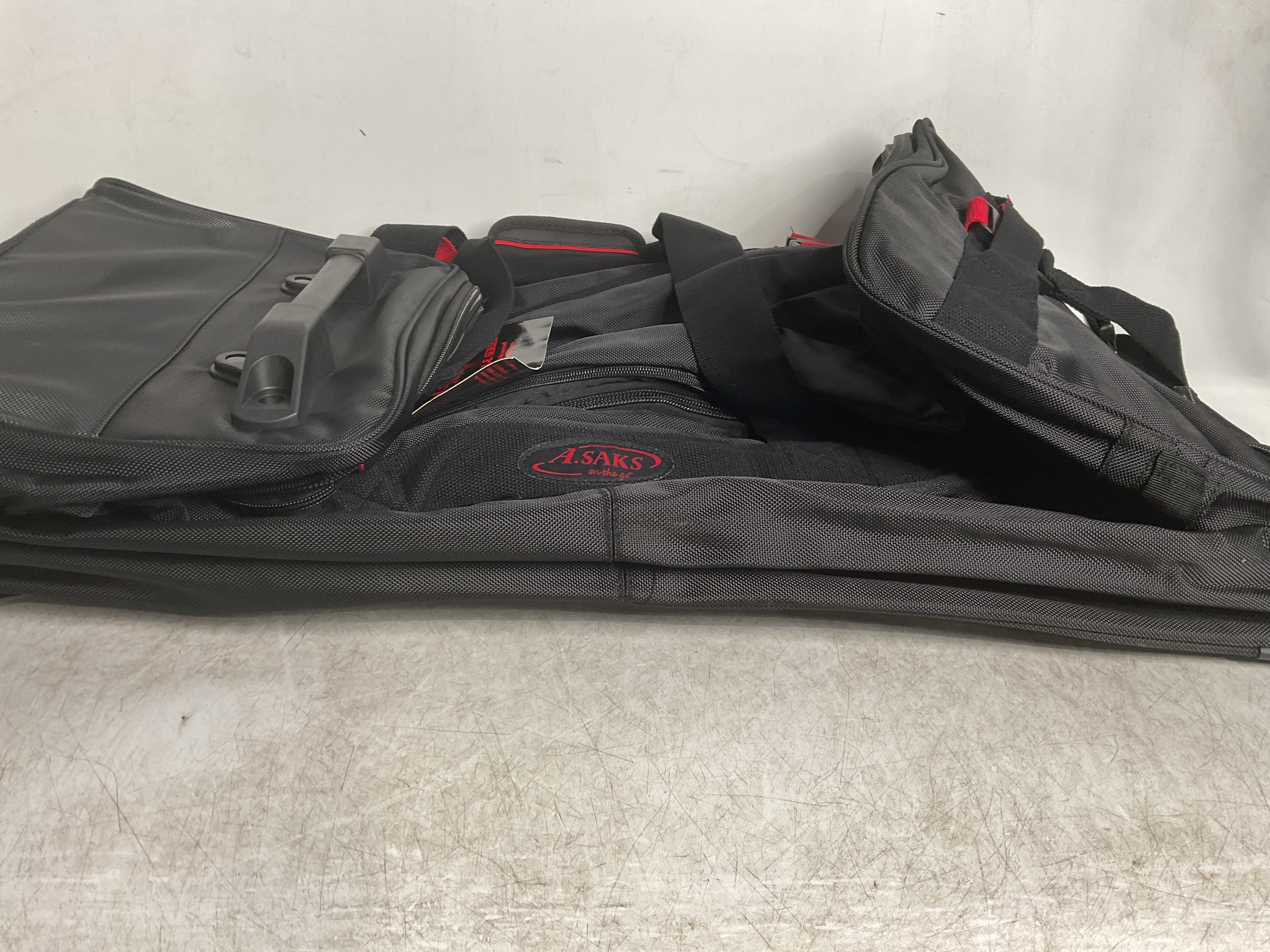 A.SAKS Luggage Lightweight Rolling Trolley Duffel with Wheels ( Black/Red , One Size ) Black/Red One Size U65