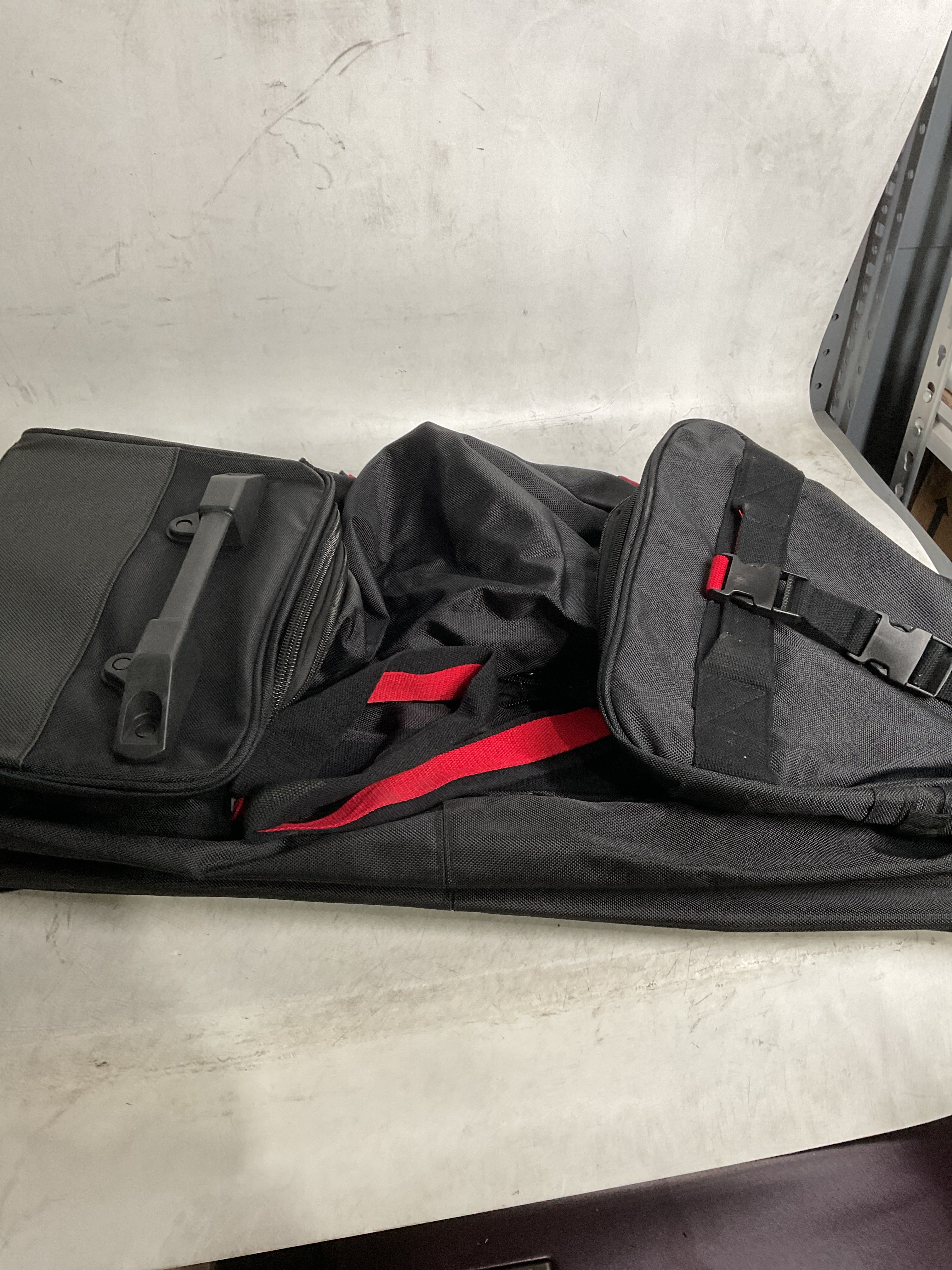 A.SAKS Luggage Lightweight Rolling Trolley Duffel with Wheels ( Black/Red , One Size ) Black/Red One Size U8