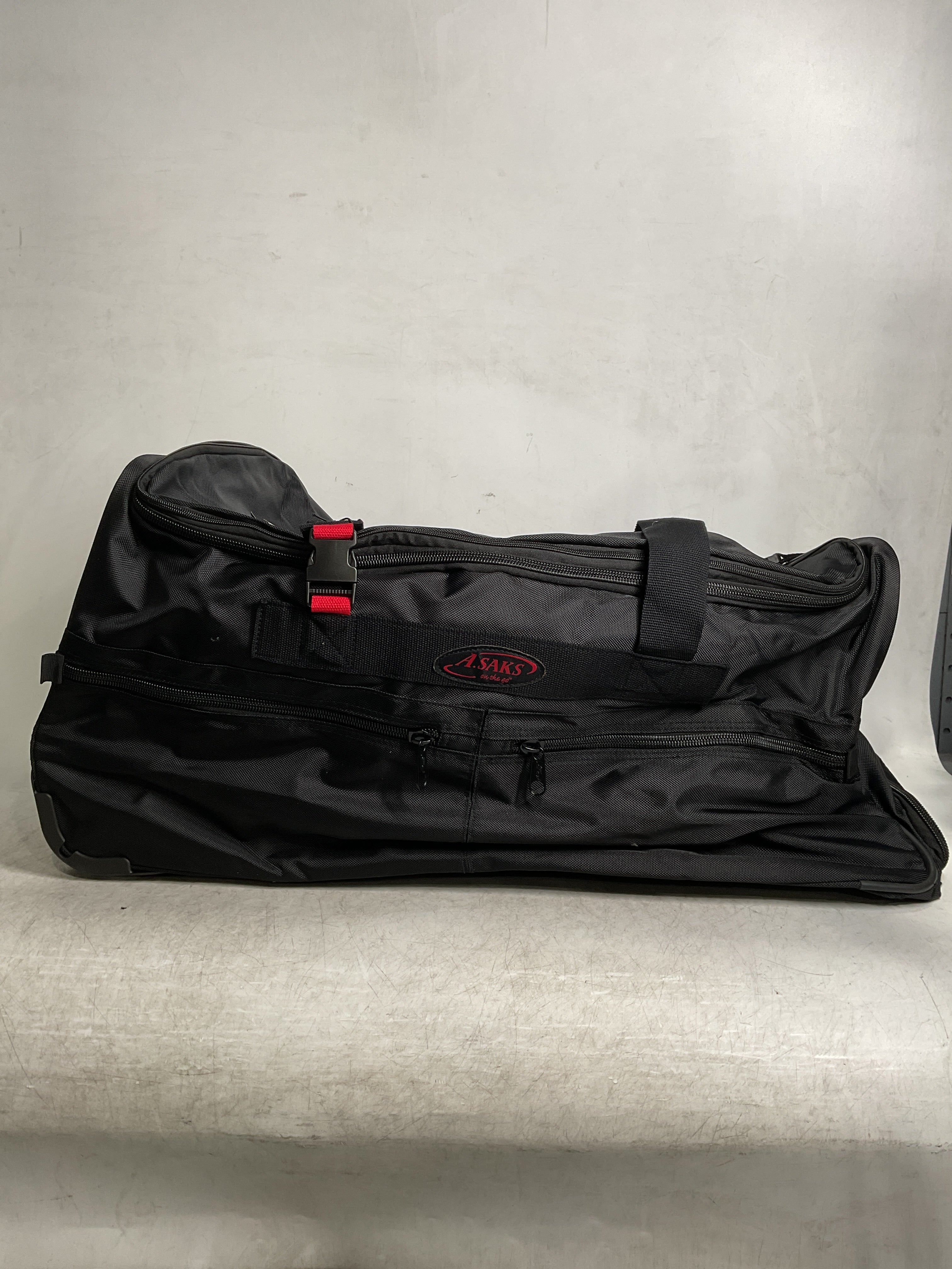 A.SAKS Luggage Lightweight Rolling Trolley Duffel with Wheels ( Black/Red , One Size ) Black/Red One Size U9