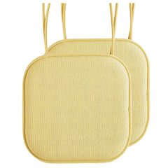 Elegant Comfort Chair Cushion Covers with Ties and Non Skid Rubber Backing-Thick Memory Foam - Soft Cushion Pad- Rounded Square Seat Cover- 16 x 16 Inches - Set of 2 Chevron Textured Pattern, Yellow Chevron Yellow Set of 2 U1
