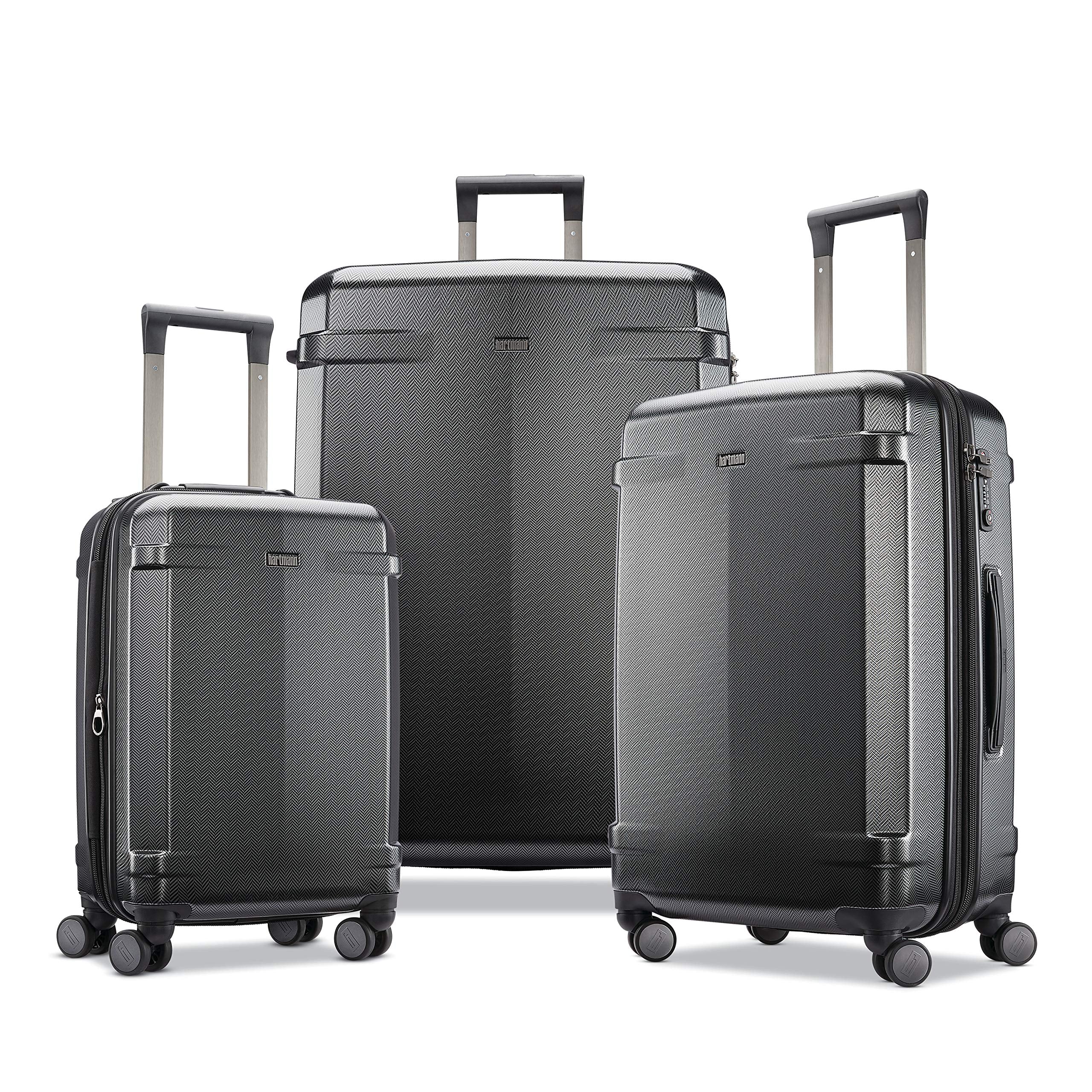 Hartmann Century Deluxe Hardside Expandable Large Checked Luggage with Spinner Wheels, Black/Gunmetal Black/Gunmetal 22 x 16 x 9 U1