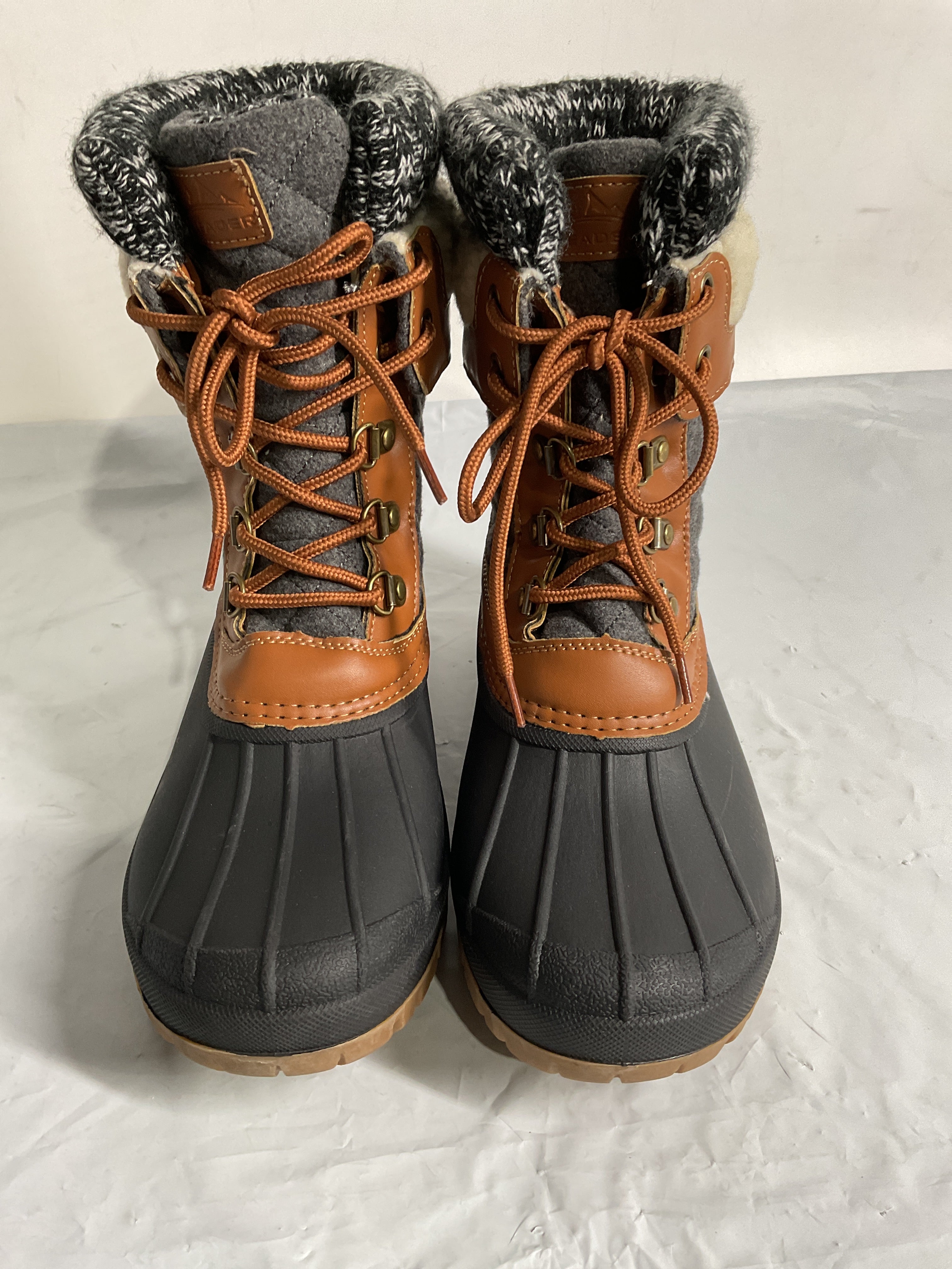 ALEADER Womens Snow Boots Duck Waterproof Boots Insulated Warm Brown Cold Weather Grey 8 M US Women Brown Grey 8 U1