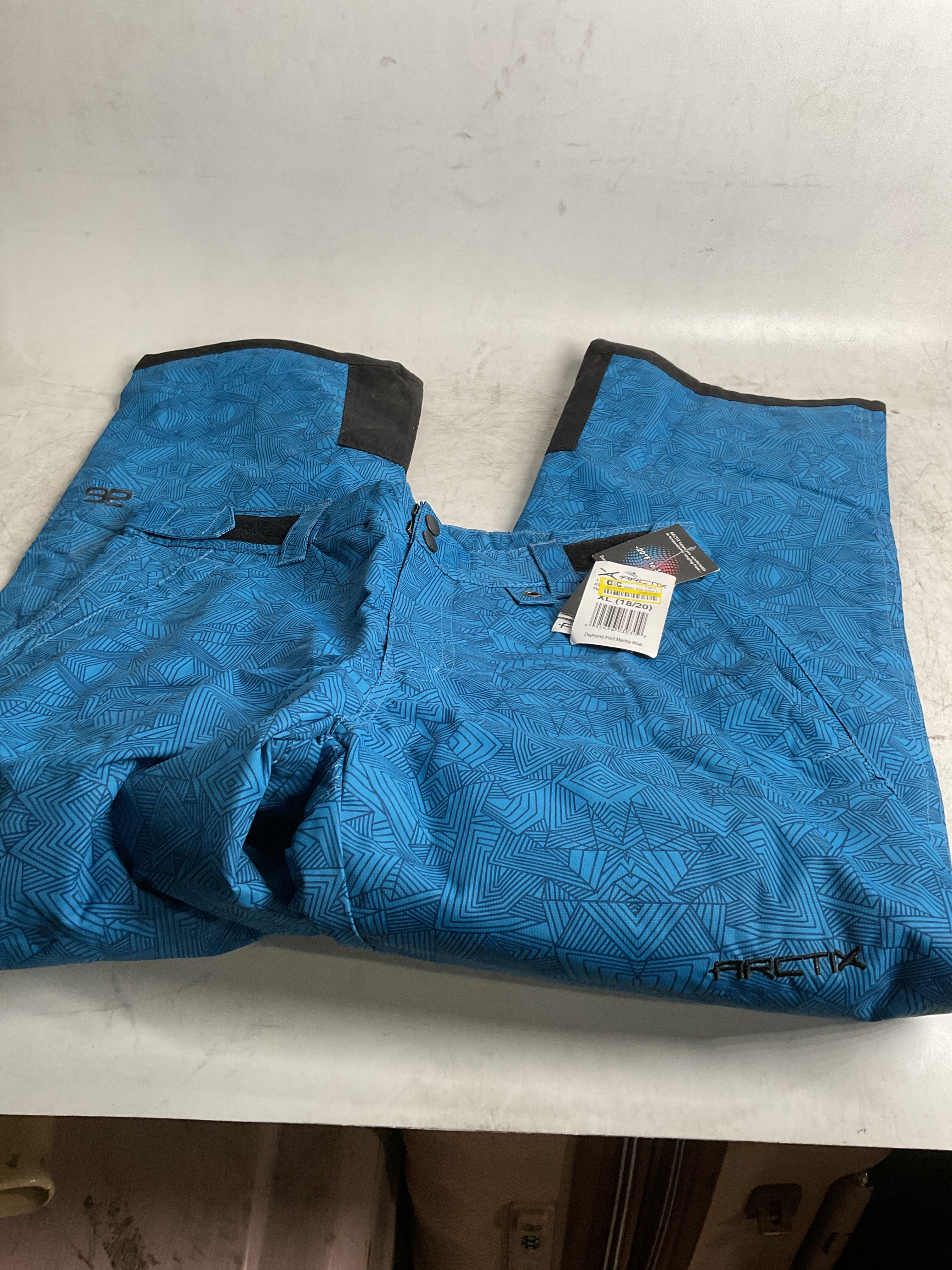 Arctix Kids Snow Pants with Reinforced Knees and Seat ( Diamond Print Marina Blue , X-Large ) Diamond Print Marina Blue X Large U9