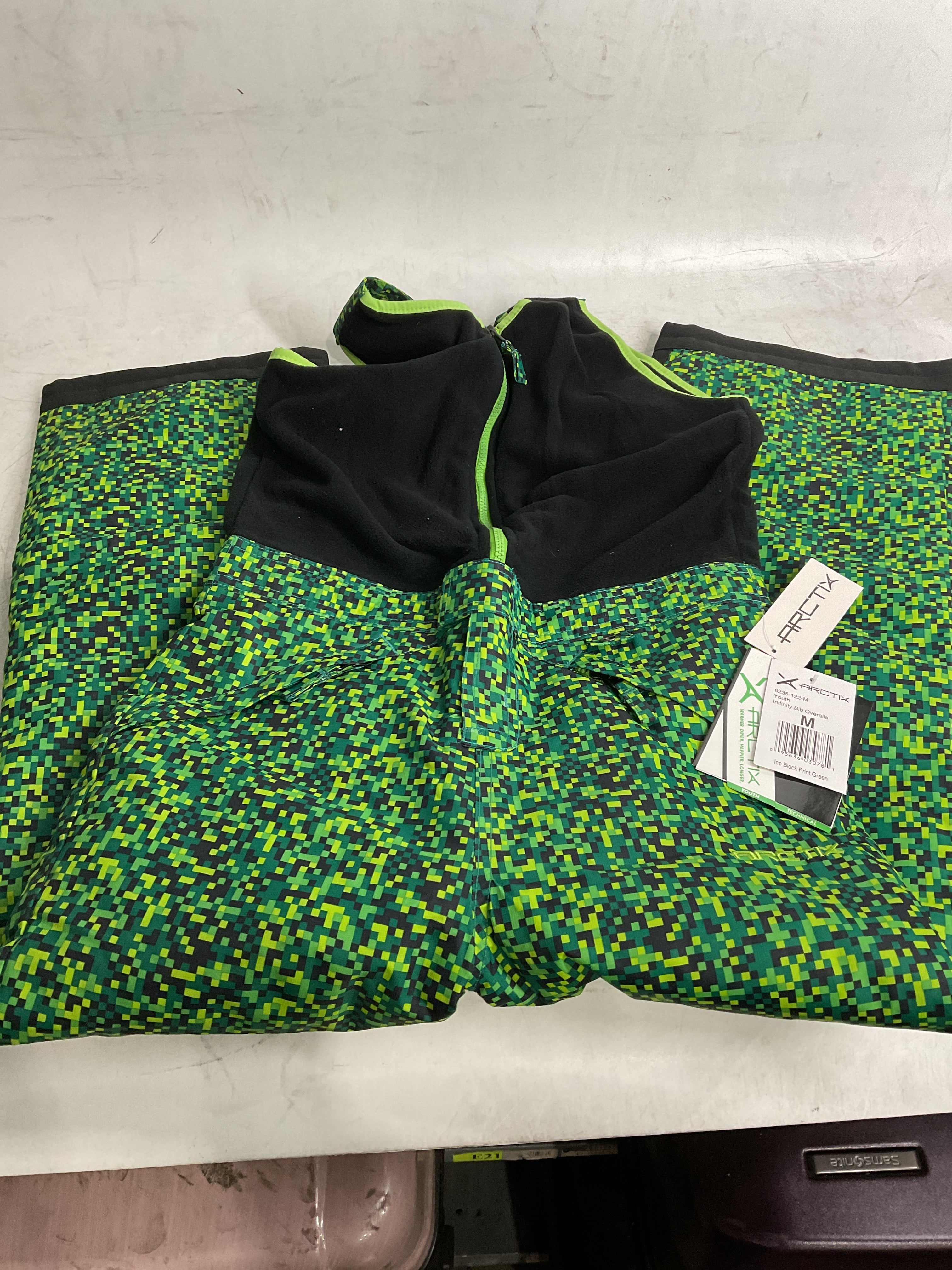 Arctix Kids Infinity Bib Overalls ( Ice Block Print Green , Medium ) Ice Block Print Green Medium U1