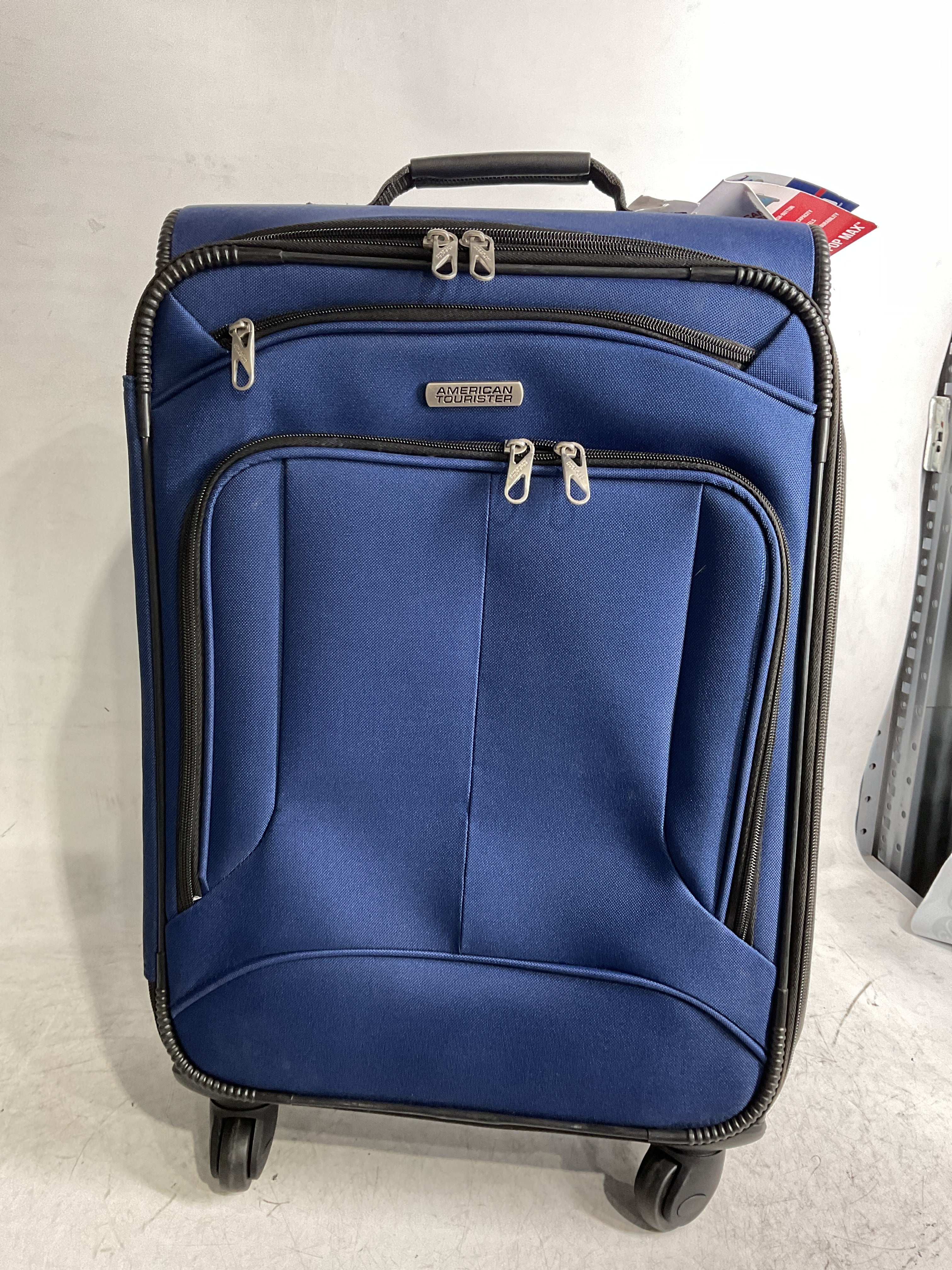 American Tourister Pop Max Softside Luggage with Spinner Wheels ( Navy , Carry-On 21-Inch ) Navy Carry On 21 Inch U2