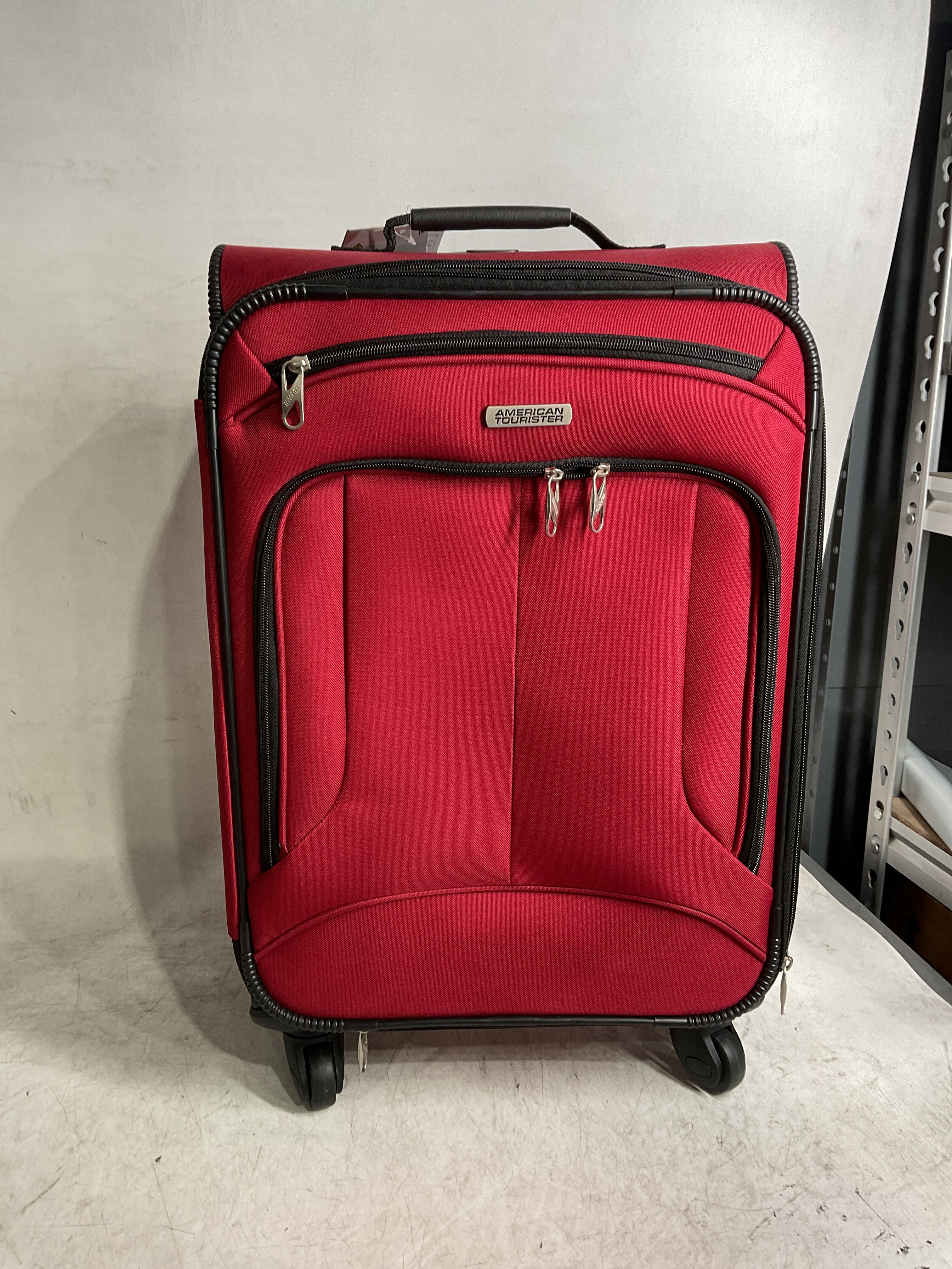 American Tourister Pop Max Softside Luggage with Spinner Wheels ( Red , Carry-On 21-Inch ) Red Carry On 21 Inch U5