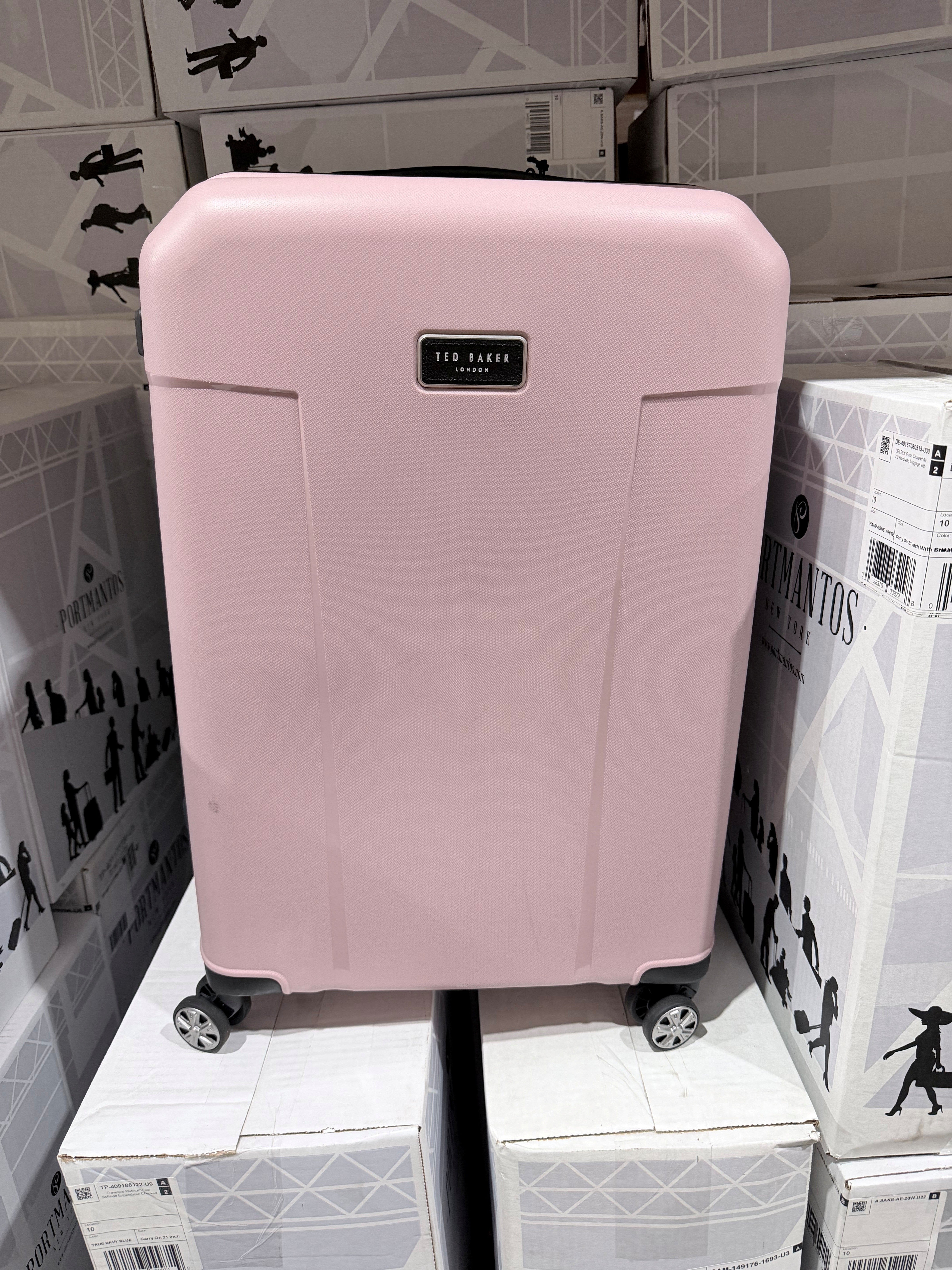 Ted Baker Flying Colours Hardside Trolley 4 Wheel Spinner, TSA Lock, Lightweight Suitcase, Men and Women Blush Pink 25 Inch Checked Medium U1