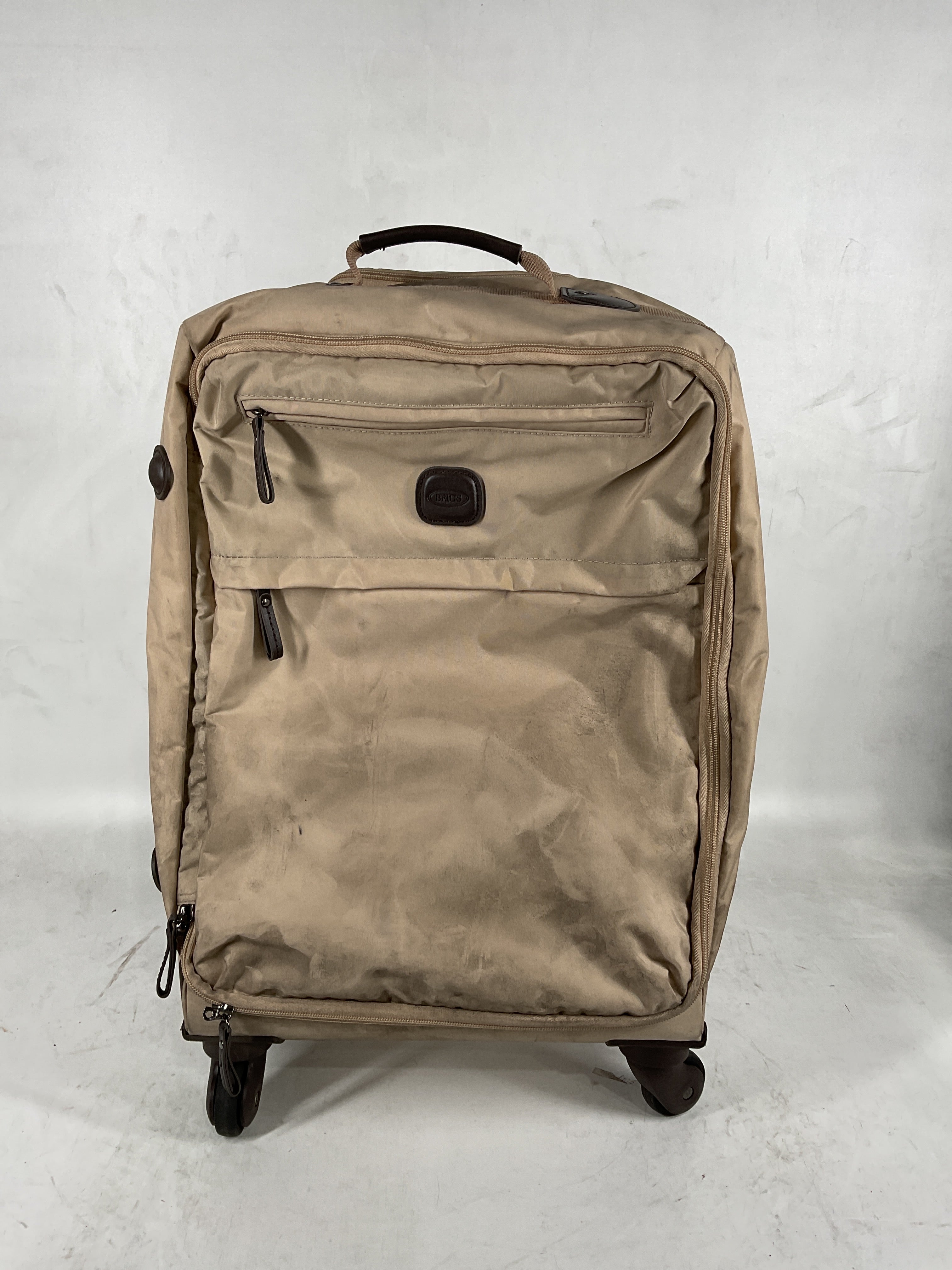 Bric's Siena Evolution 21" Inch Carry-On Luggage Spinner Suitcase with Durable Frame - Lightweight Soft Exterior with Multi Pockets - Papyrus Beige Beige undefined U1