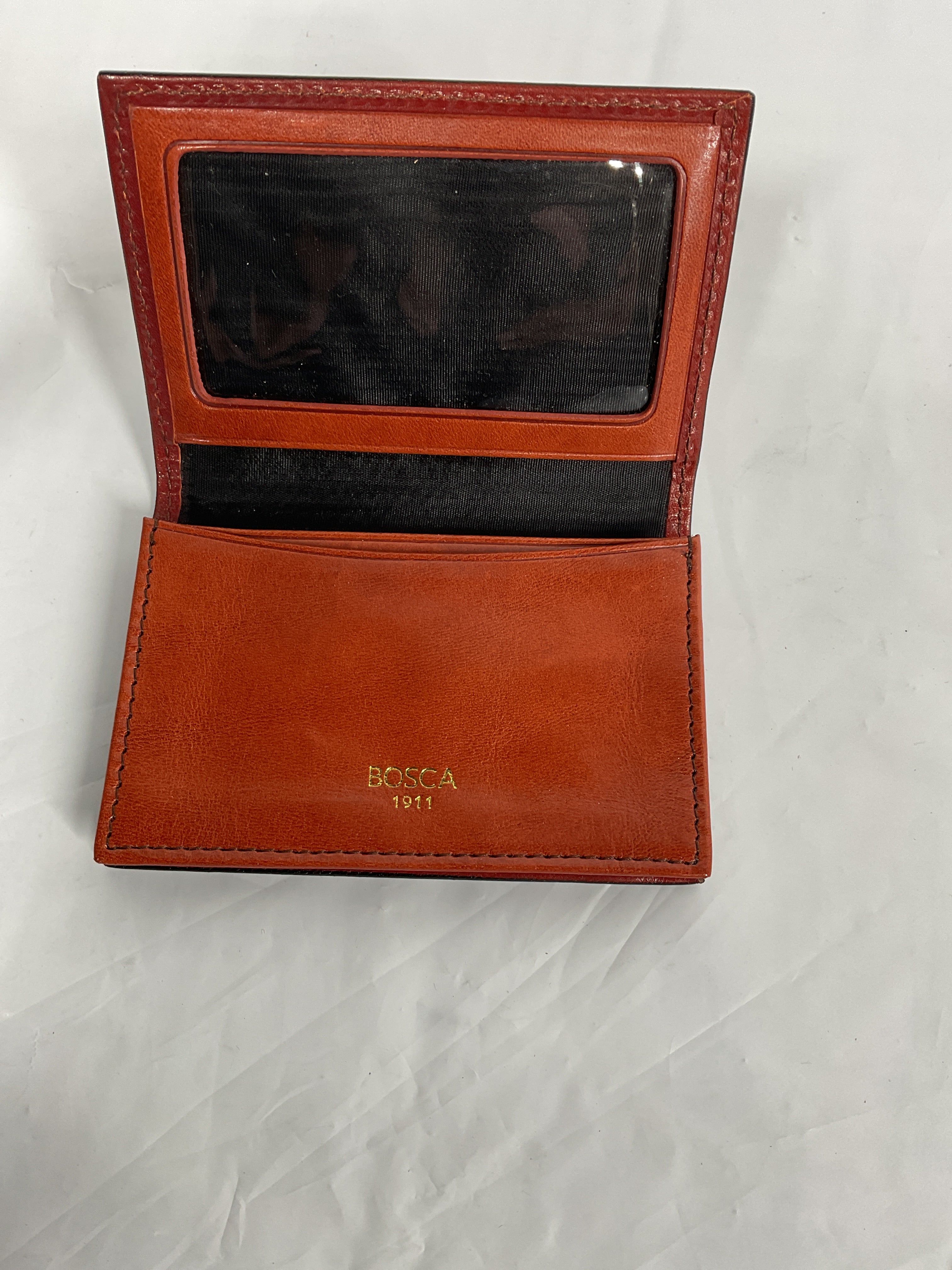 Bosca Men's Wallet, Old Leather Full Gusset 2-Pocket Card Case Wallet with I.D. Window ( Cognac , One Size ) Cognac One Size U1