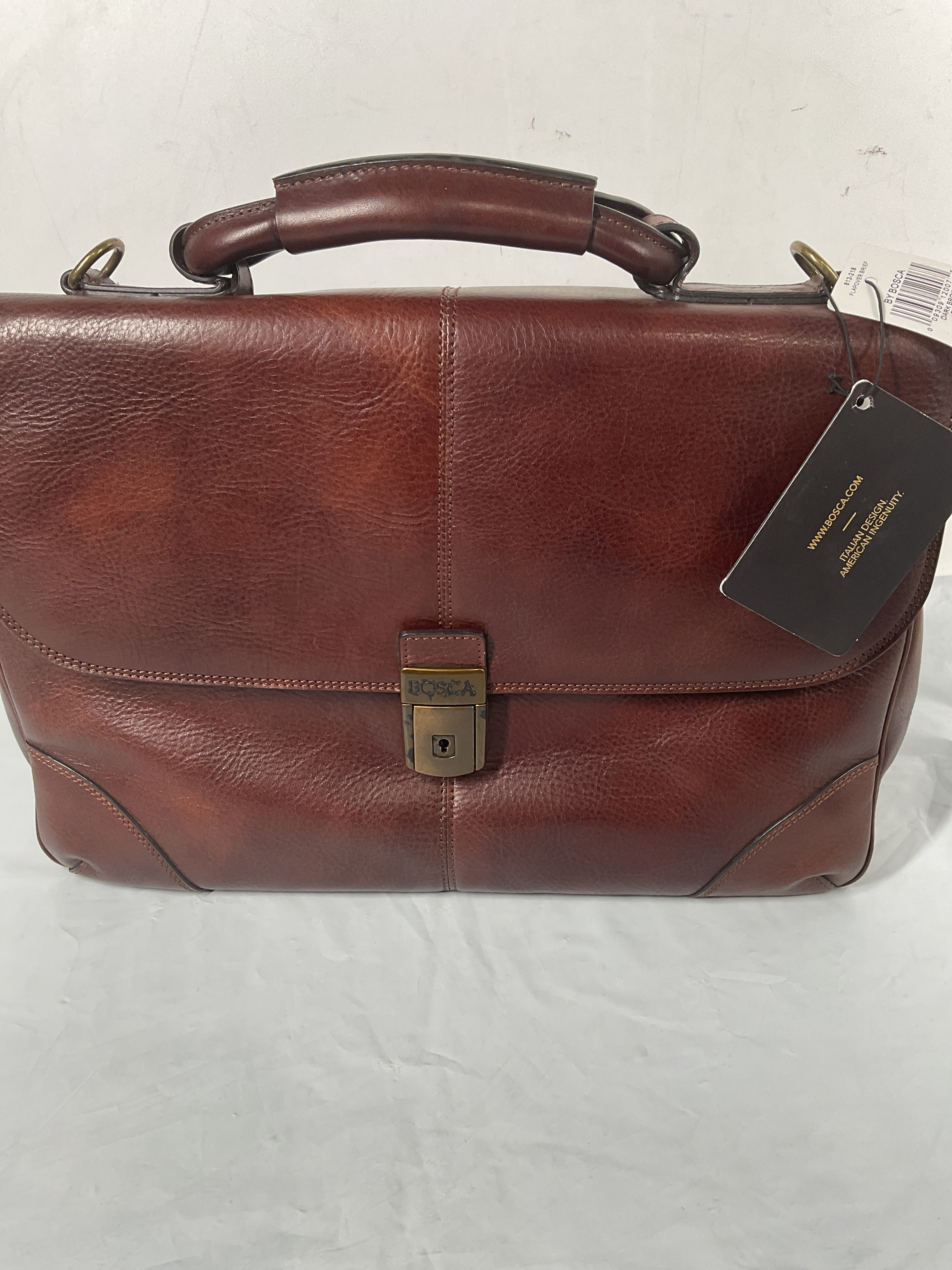 Bosca Men's Dolce Collection Flapover Briefcase ( Dark Brown , One Size ) Dark Brown One Size U1