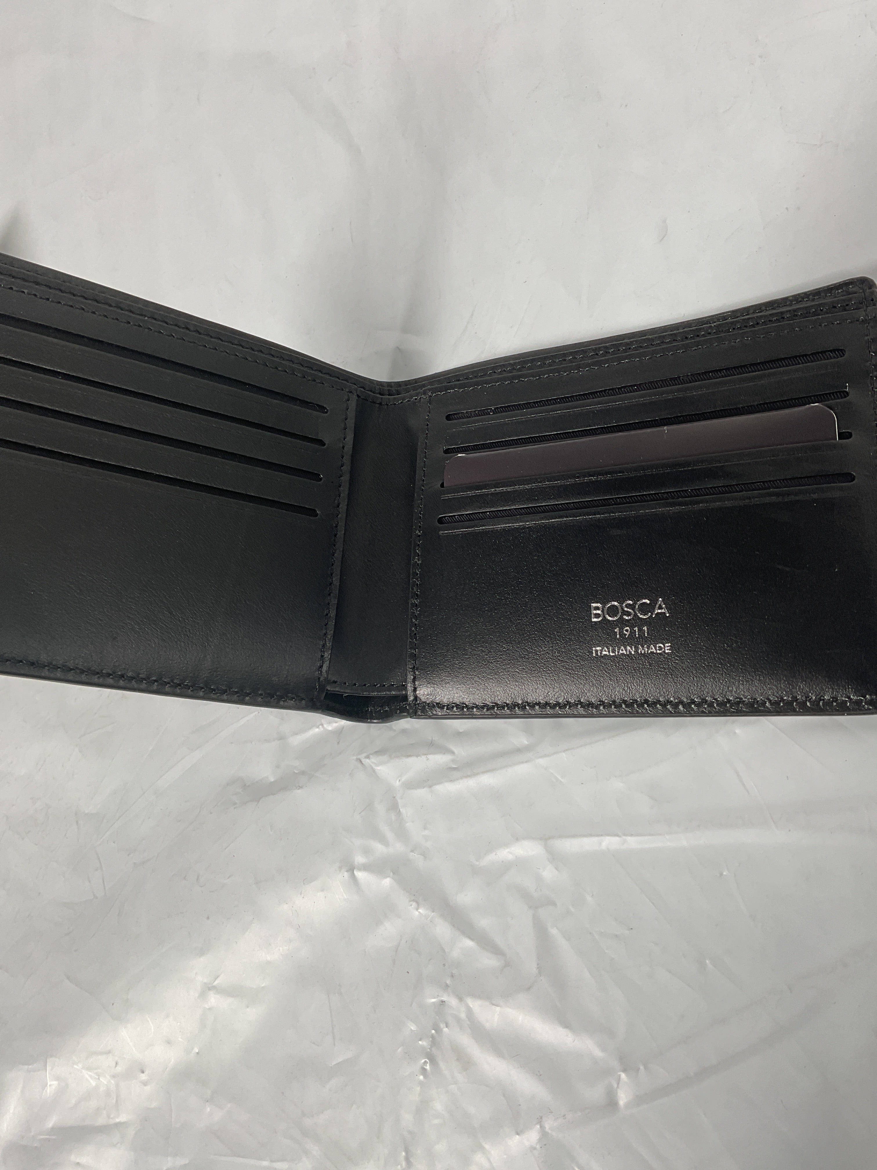 Bosca ITALIA Slim 8-Slot Men's Pocket Wallet Made In Italy, Monfrini Collection ( Black , One Size ) Black One Size U1