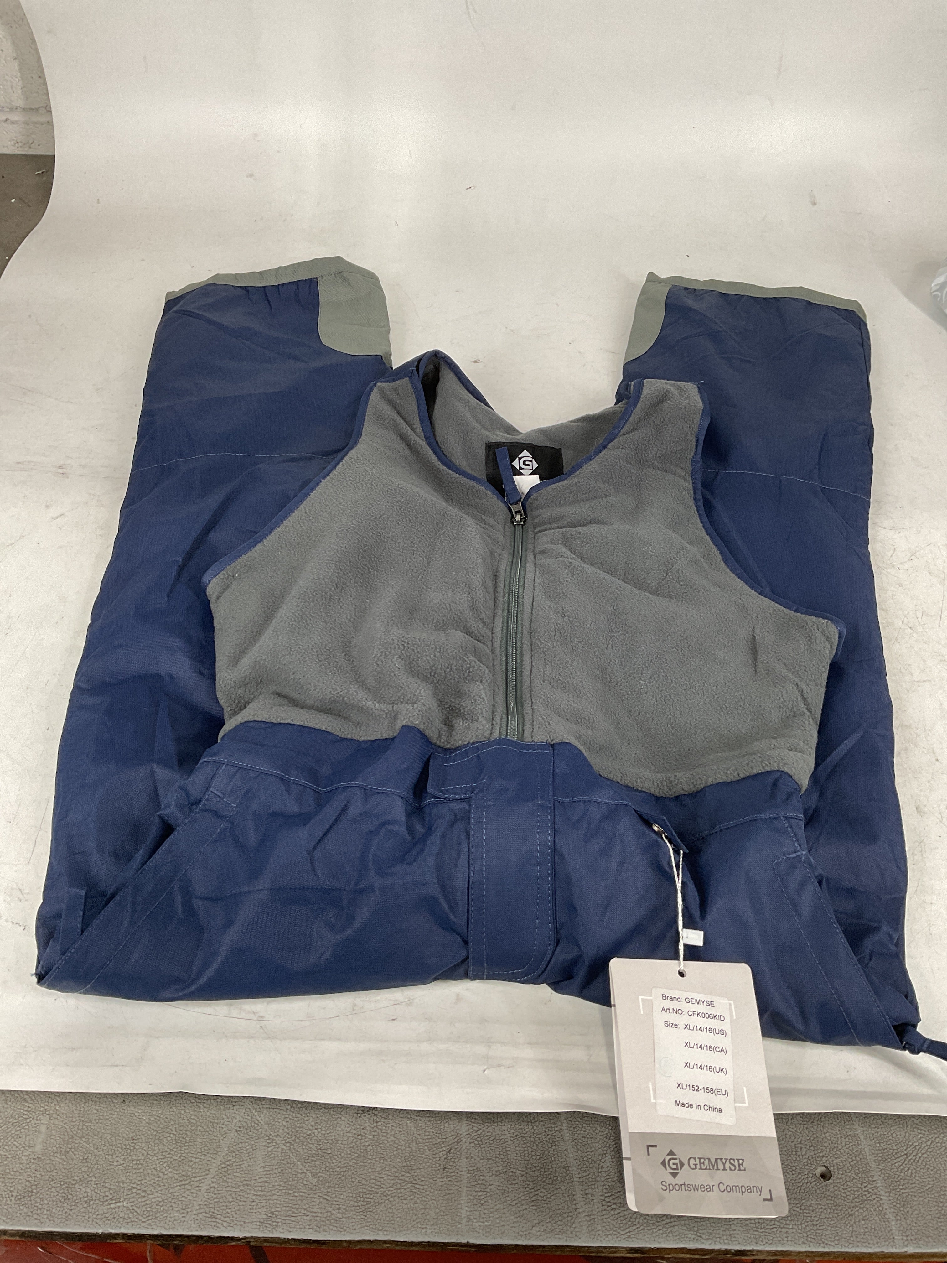 GEMYSE Kids Snow Ski Pants Insulated Waterproof Skiing Pants Boys Girls' Windproof Warm Snowboarding Pants(Navy Grey,14/16) U1