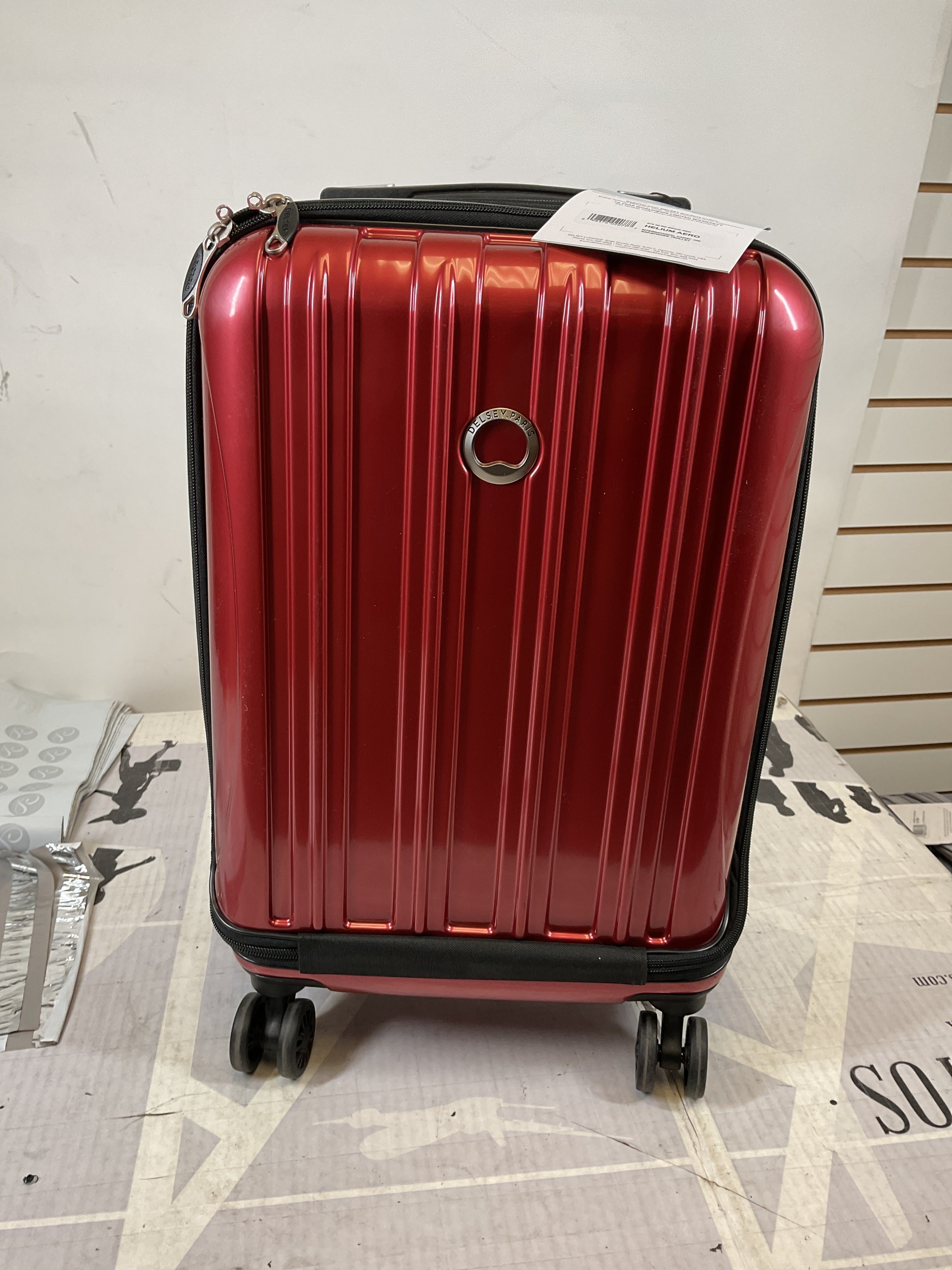 DELSEY Paris Helium Aero Hardside Expandable Luggage with Spinner Wheels ( Brick Red , Carry-On 19 Inch ) Brick Red Carry On 19 Inch U10