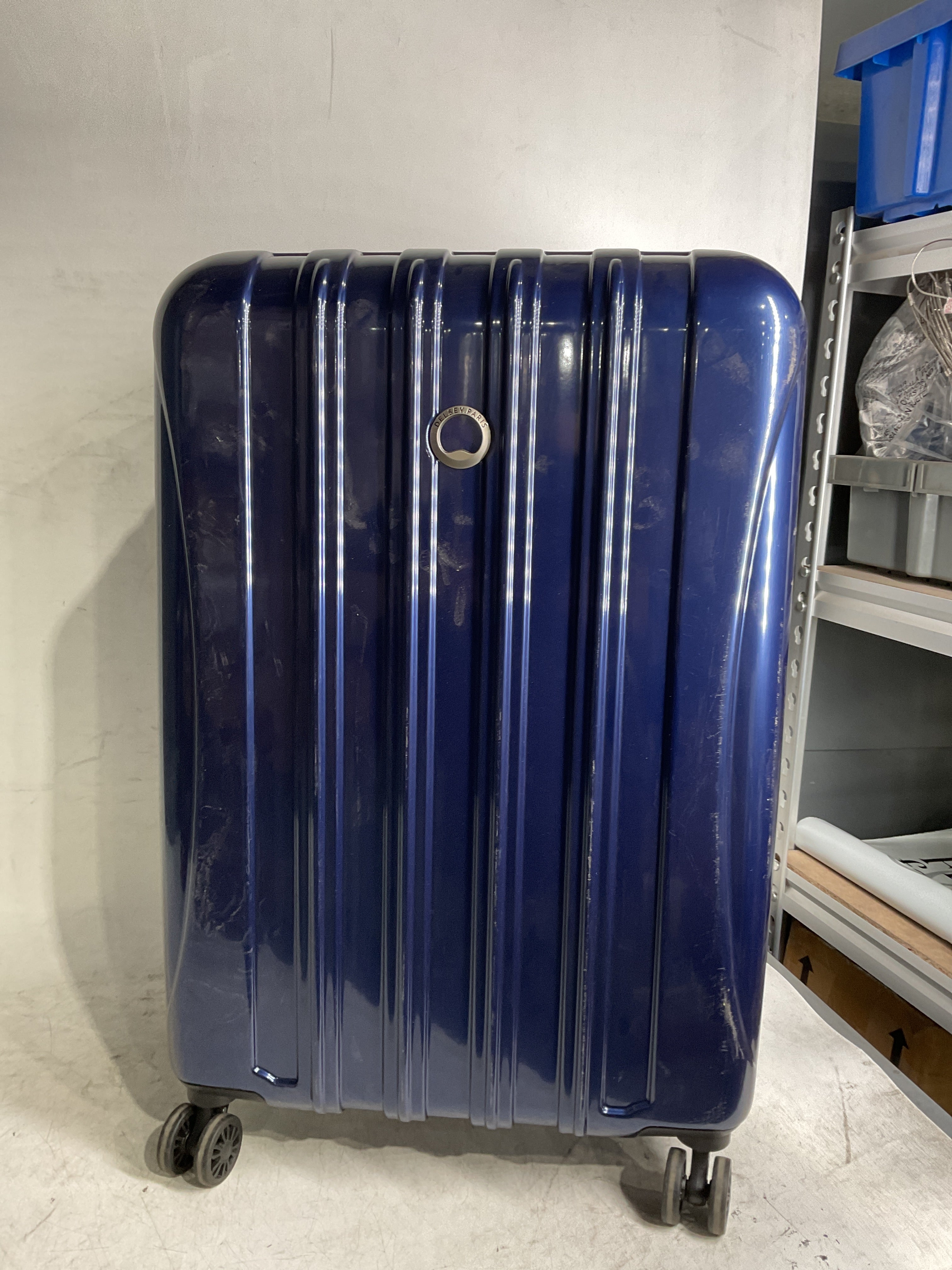 DELSEY Paris Helium Aero Hardside Expandable Luggage with Spinner Wheels ( Blue Cobalt , Checked-Medium 25 Inch ) Blue Cobalt Checked Medium 25 Inch U10