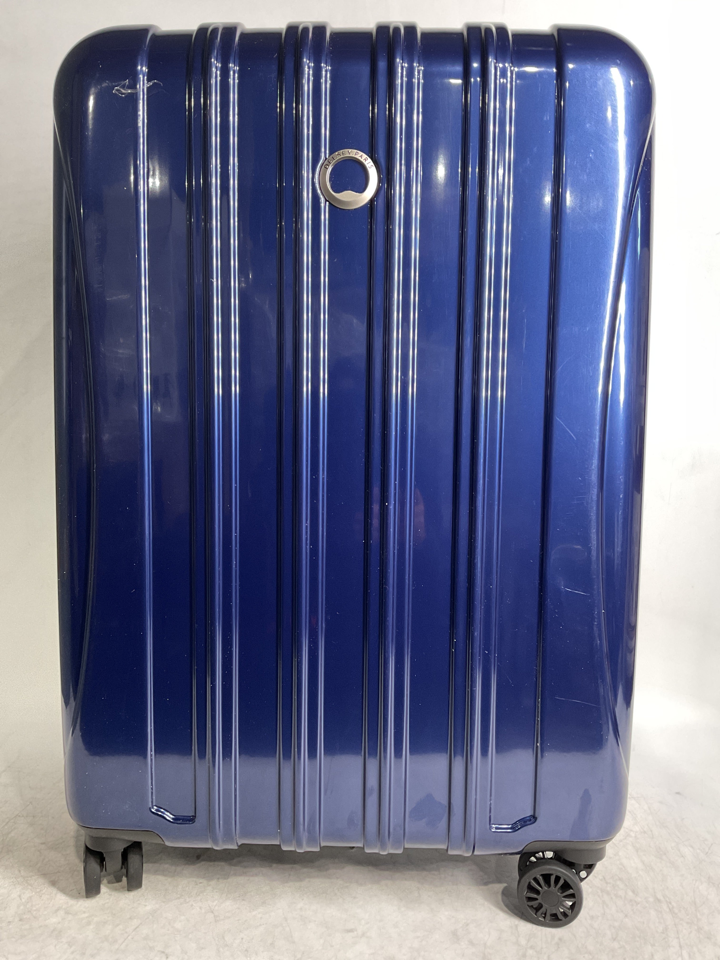 DELSEY Paris Helium Aero Hardside Expandable Luggage with Spinner Wheels ( Blue Cobalt , Checked-Medium 25 Inch ) Blue Cobalt Checked Medium 25 Inch U13