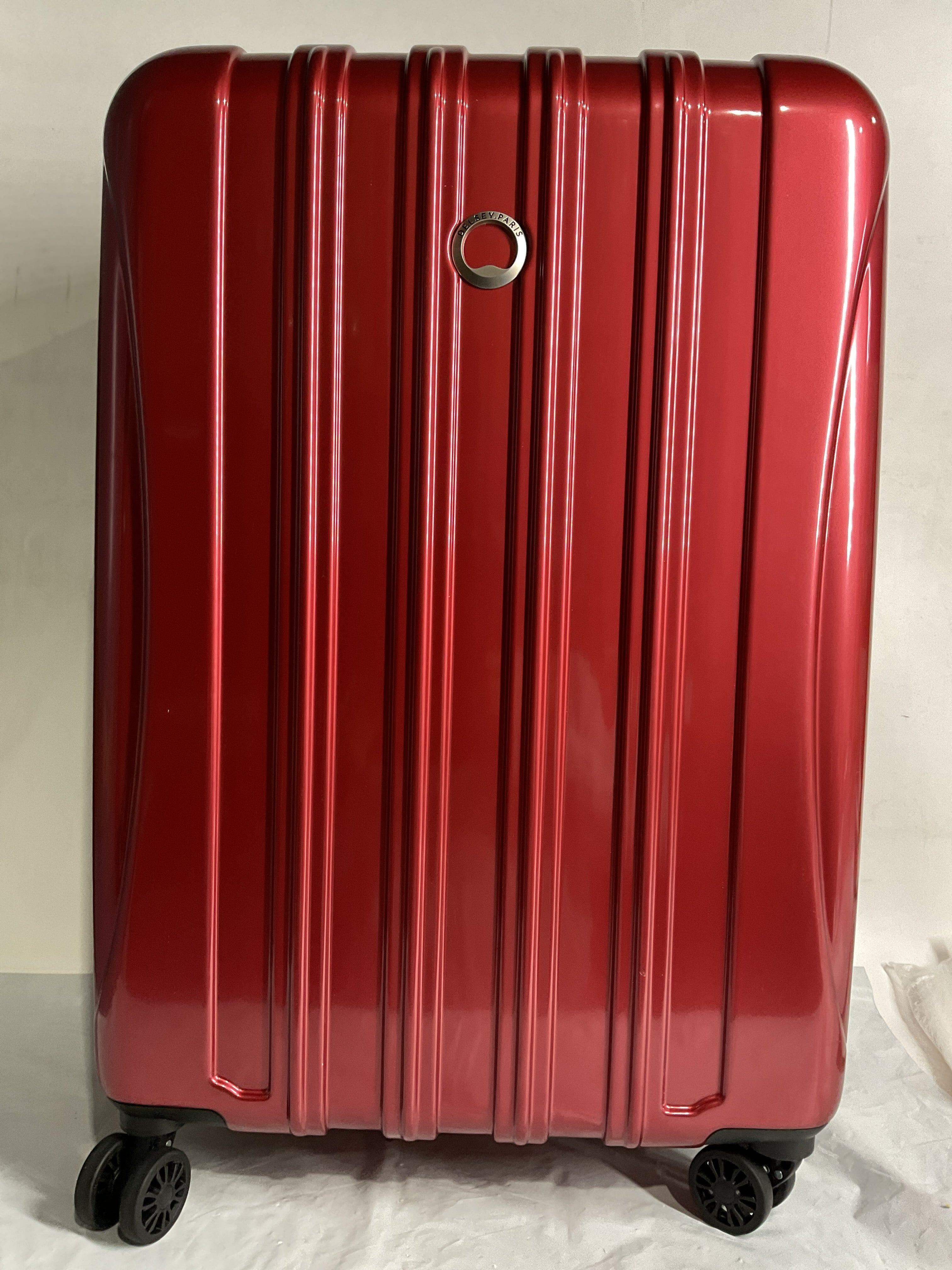 DELSEY Paris Helium Aero Hardside Expandable Luggage with Spinner Wheels ( Brick Red , Checked-Medium 25 Inch ) Brick Red Checked Medium 25 Inch U10