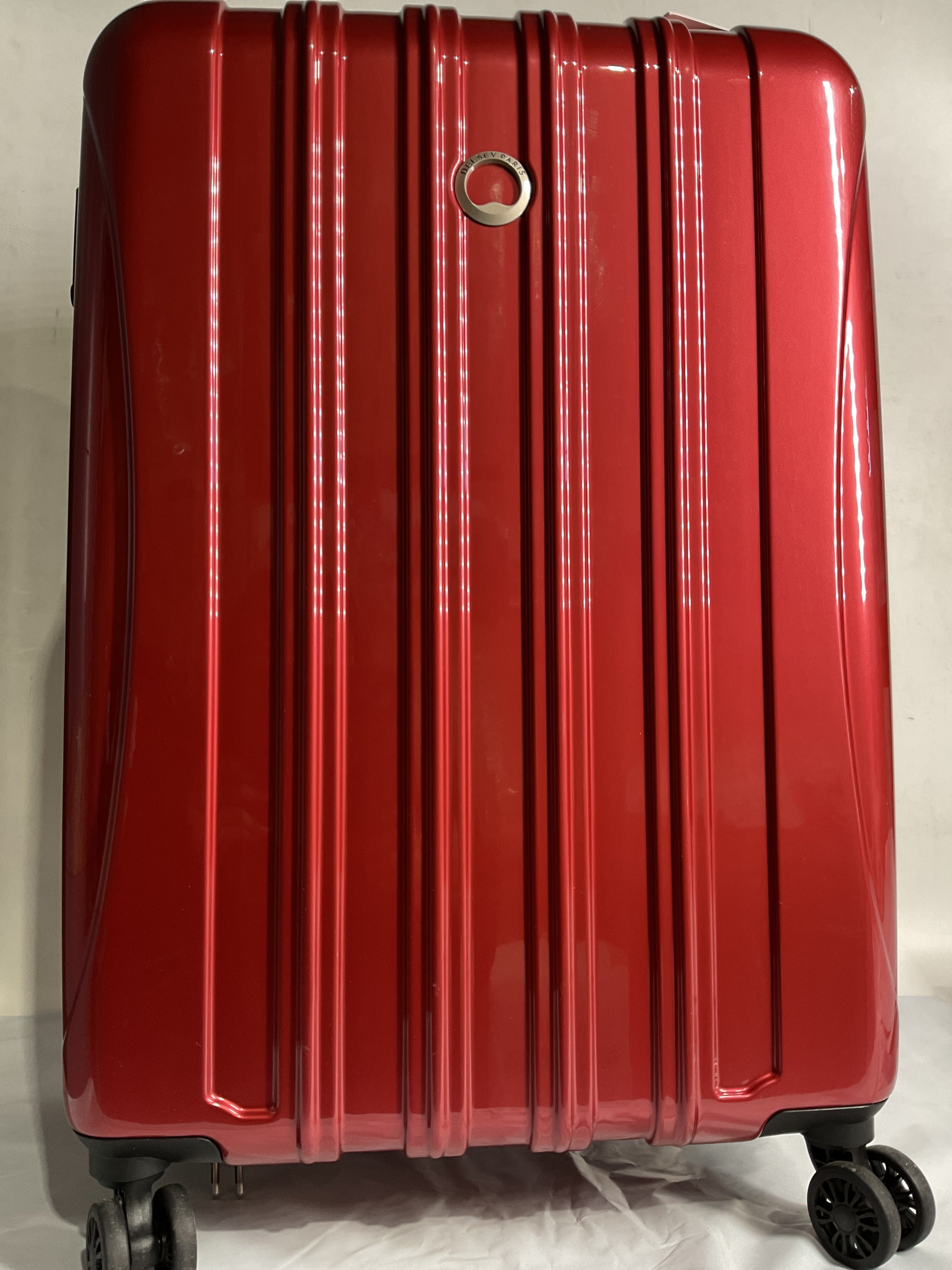 DELSEY Paris Helium Aero Hardside Expandable Luggage with Spinner Wheels ( Brick Red , Checked-Medium 25 Inch ) Brick Red Checked Medium 25 Inch U11