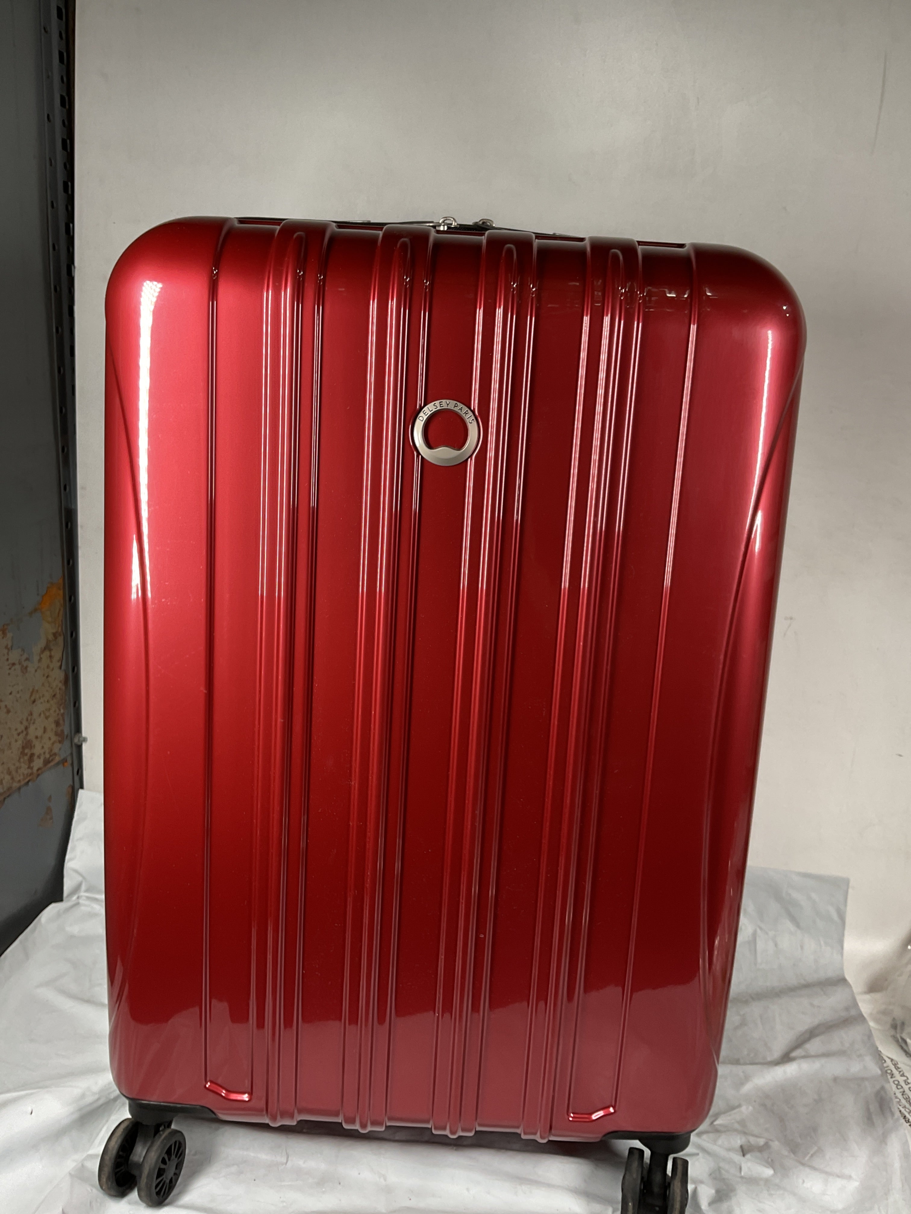 DELSEY Paris Helium Aero Hardside Expandable Luggage with Spinner Wheels ( Brick Red , Checked-Medium 25 Inch ) Brick Red Checked Medium 25 Inch U13